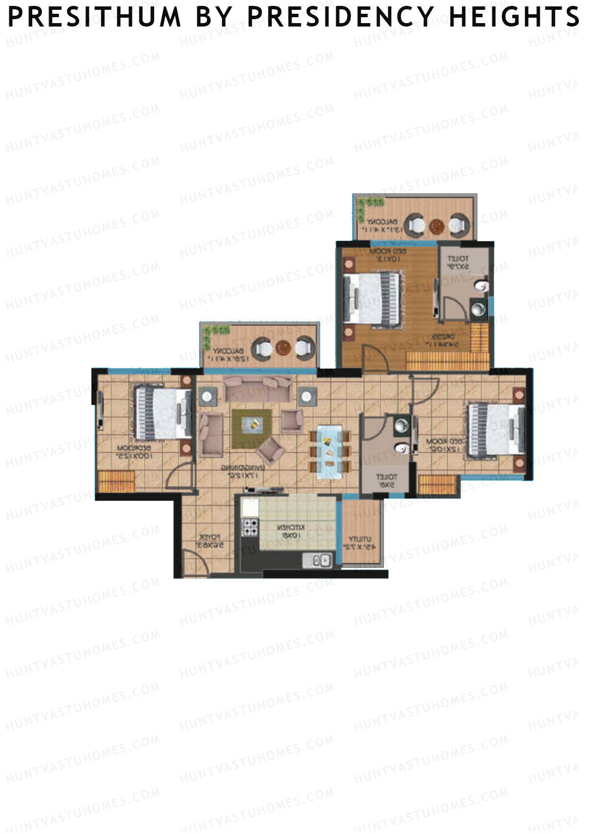 Presithum By Presidency Heights Tower 1 Unit 2 Floor Plan