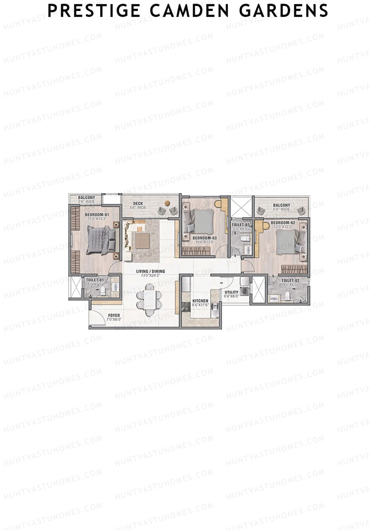 Prestige Camden Gardens Tower A Unit 1 (Type C) Floor Plan