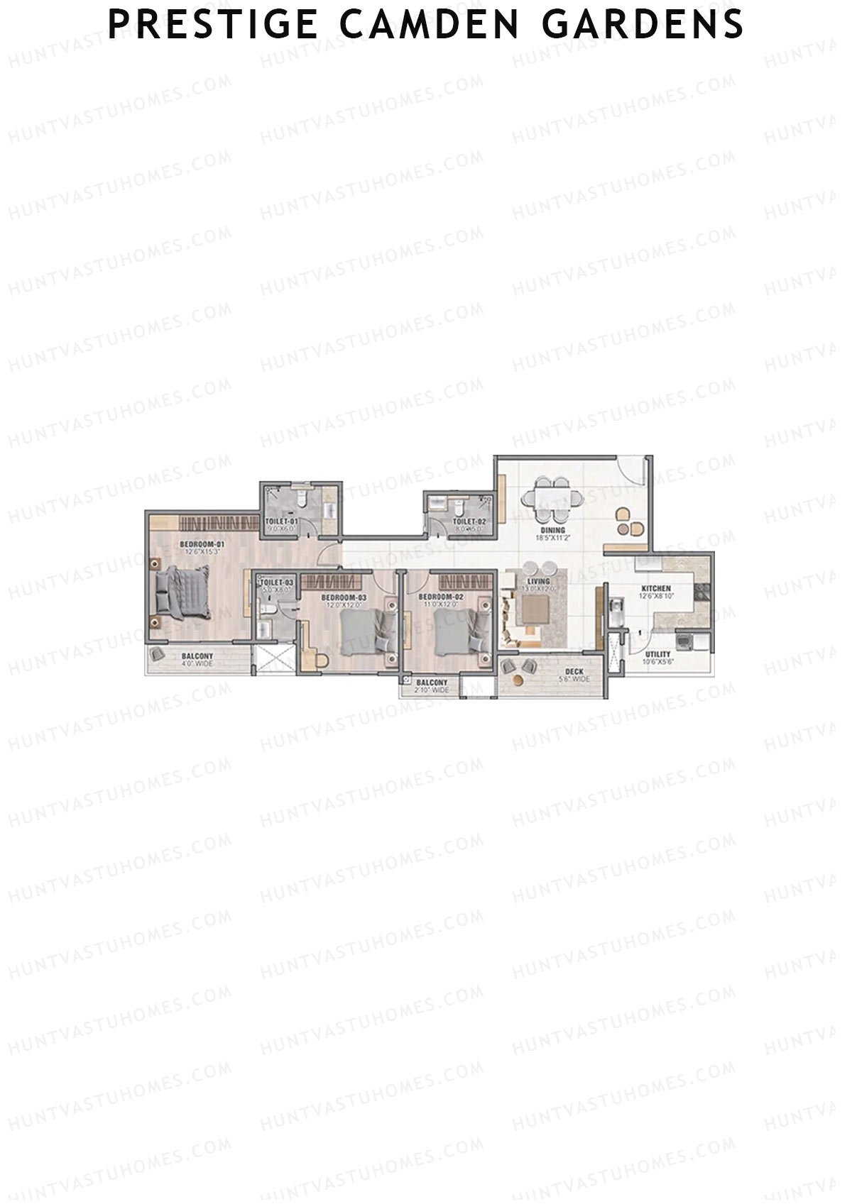 Prestige Camden Gardens Tower A Unit 3 (Type D) Floor Plan