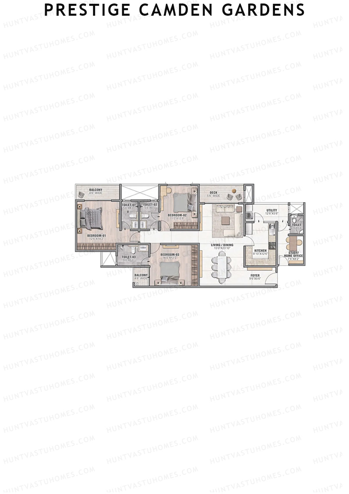 Prestige Camden Gardens Tower A Unit 5 (Type E) Floor Plan