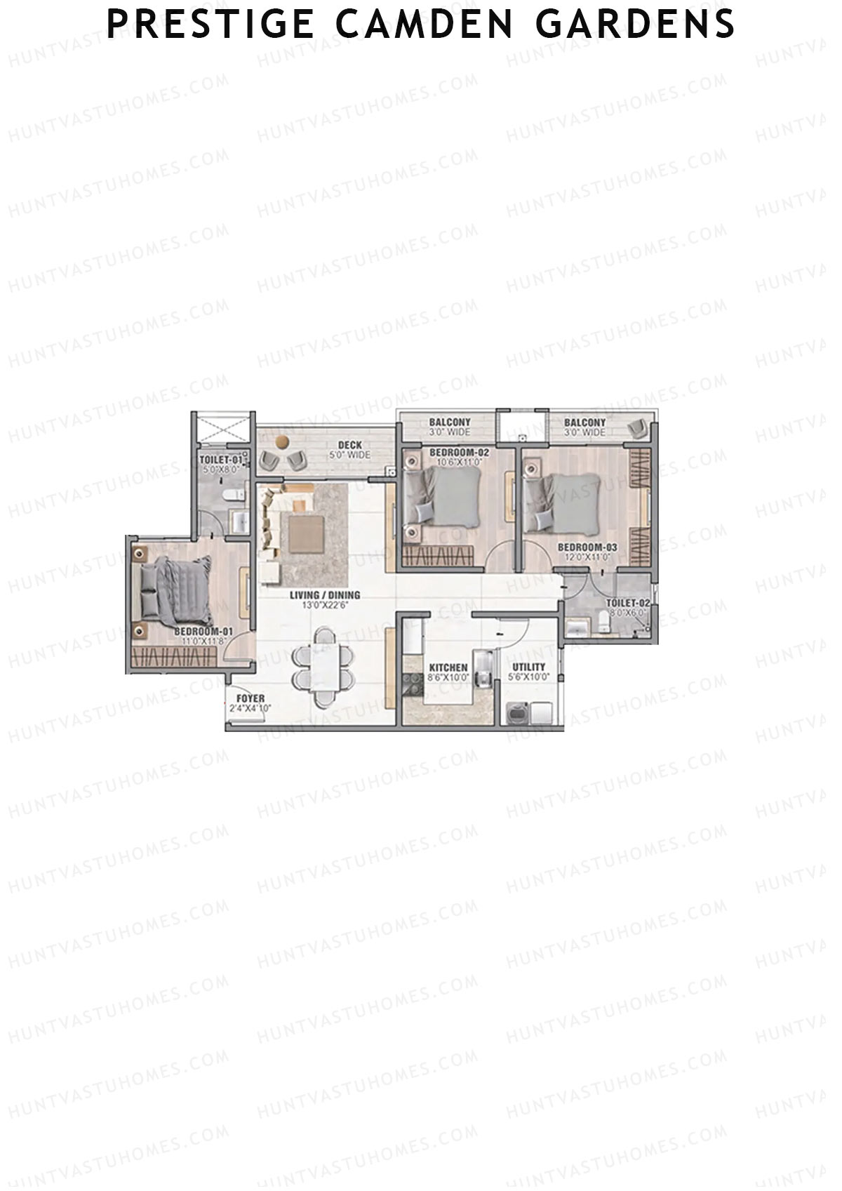 Prestige Camden Gardens Tower A Unit 6 (Type B) Floor Plan