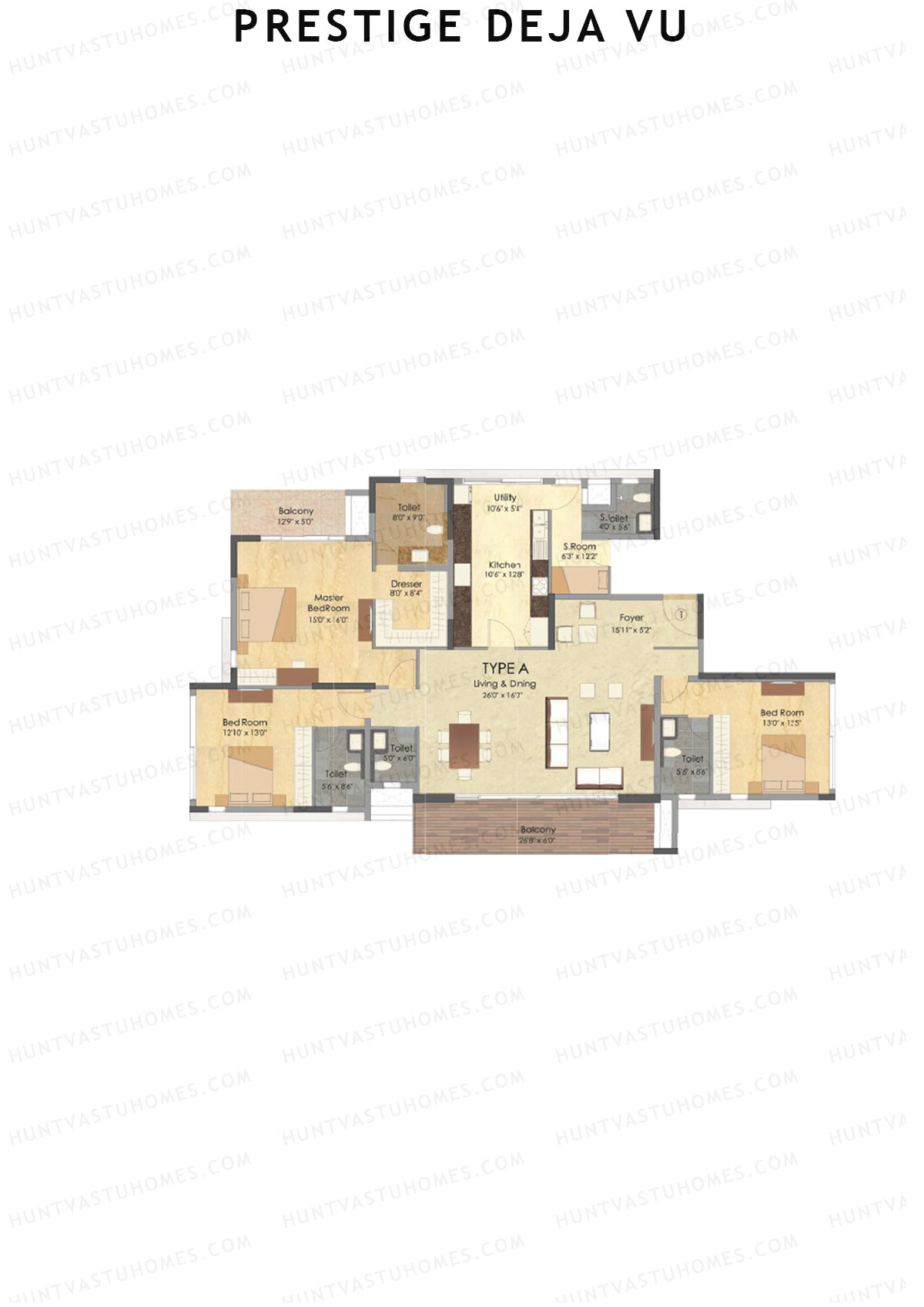 Prestige Deja Vu Tower A Unit 1 (Type A) Floor Plan