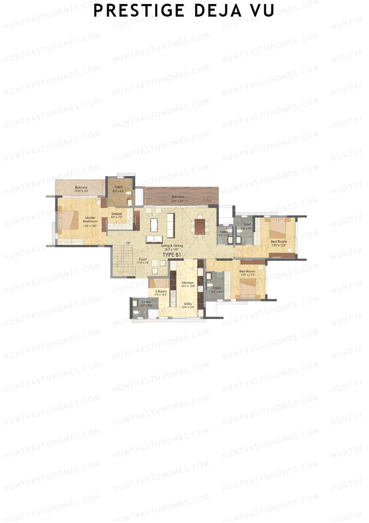 Prestige Deja Vu Tower A Unit 2 Type B1 (Penthouse) Floor Plan