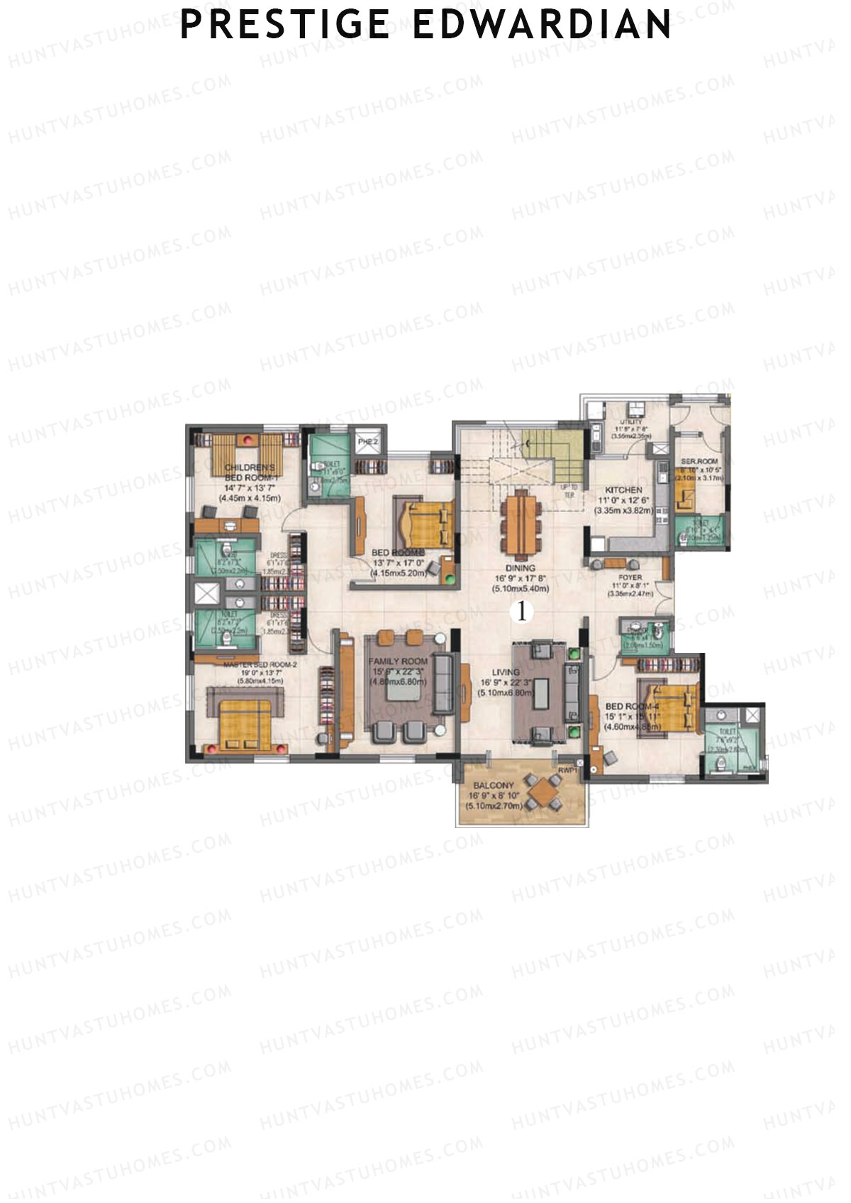 Prestige Edwardian Block A Unit 1 Type (Penthouse) Floor Plan