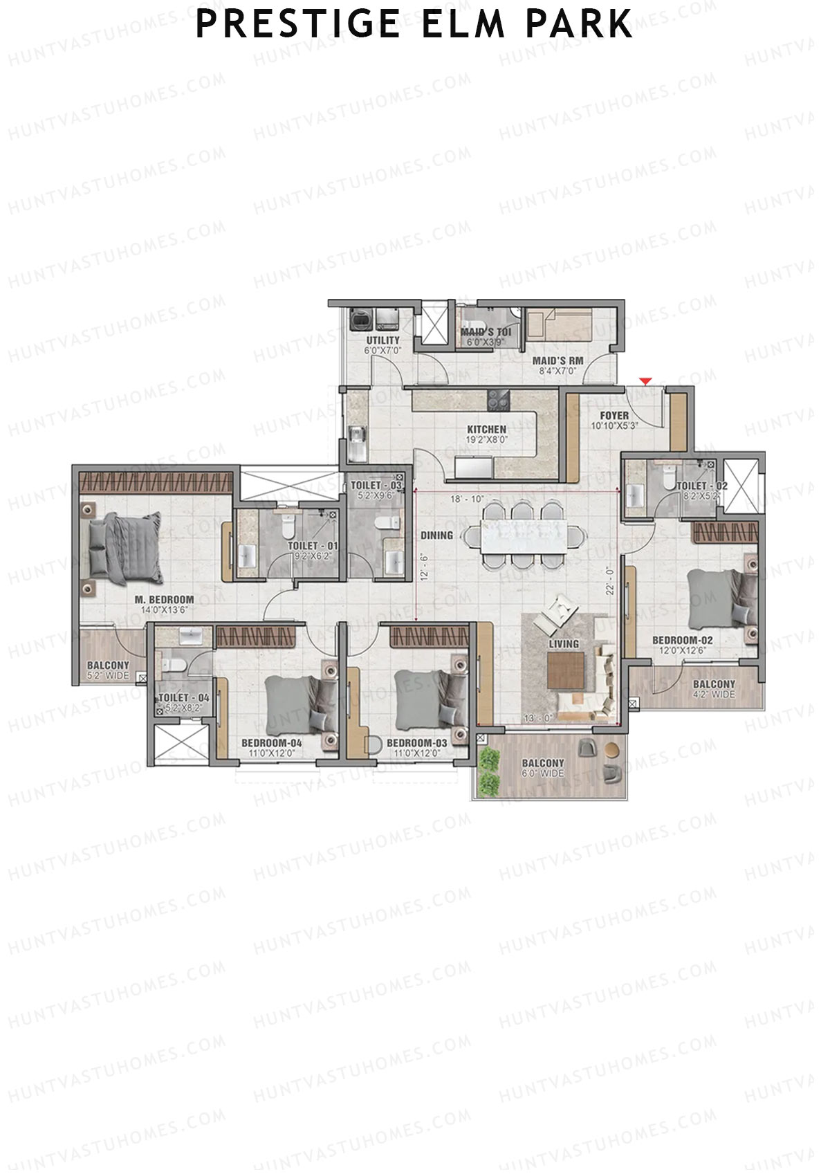 Prestige Elm Park Tower 2 Unit 3 (Type F) Floor Plan