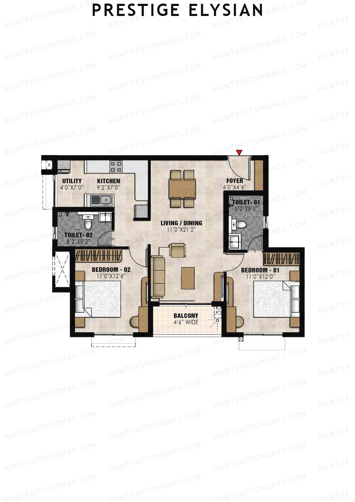 Prestige Elysian Tower 1 Unit 5 (Type A) Floor Plan