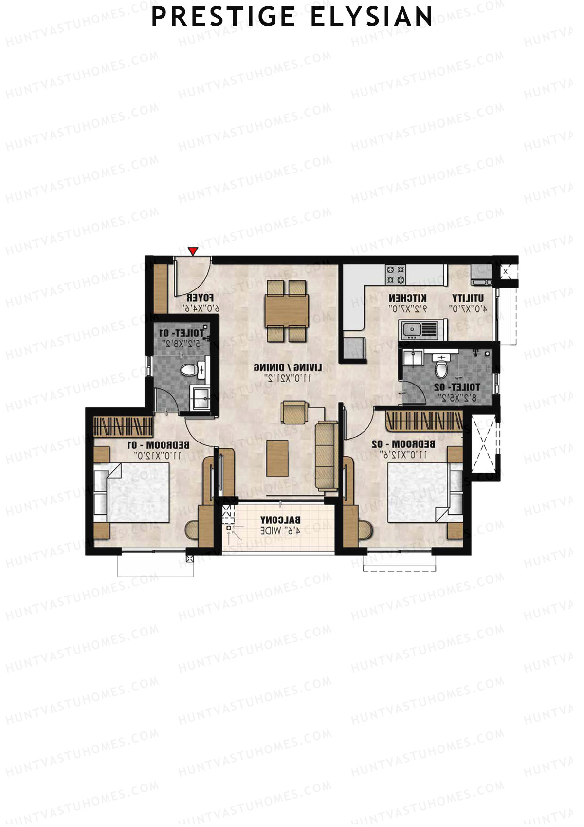 Prestige Elysian Tower 1 Unit 6 (Type A) Floor Plan