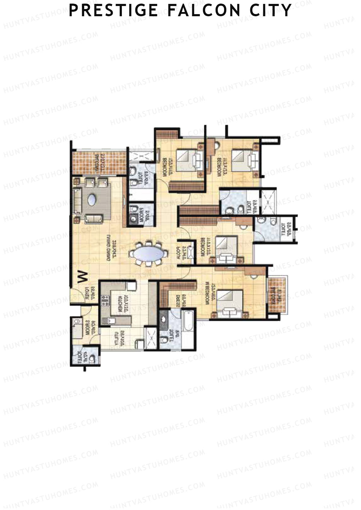 Prestige Falcon City Tower 18 Unit 1 (Type W) Floor Plan