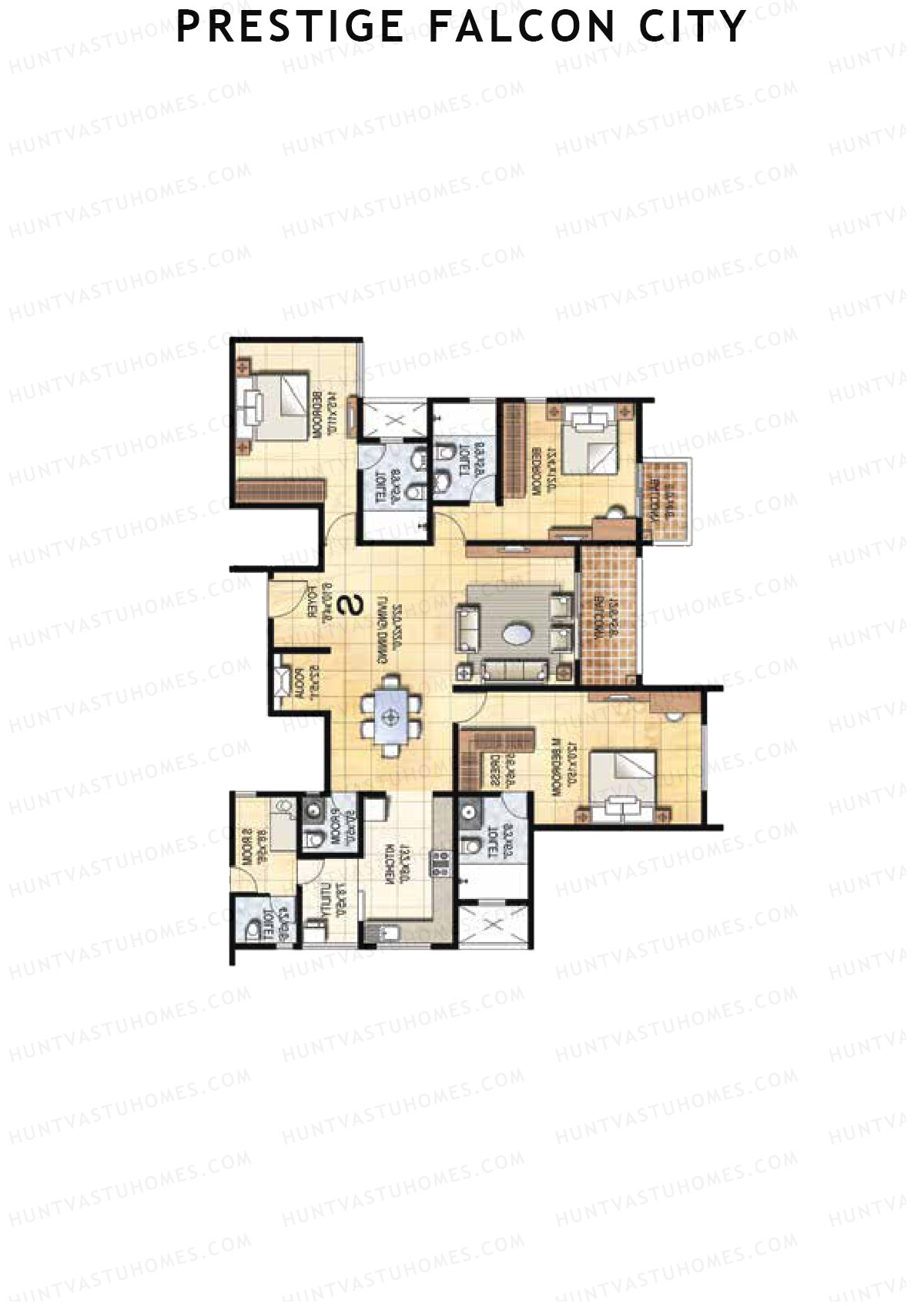 Prestige Falcon City Tower 18 Unit 2 (Type S) Floor Plan