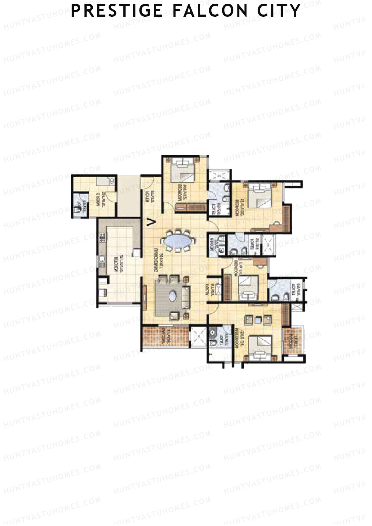 Prestige Falcon City Tower 19 Unit 1 (Type V1) Floor Plan