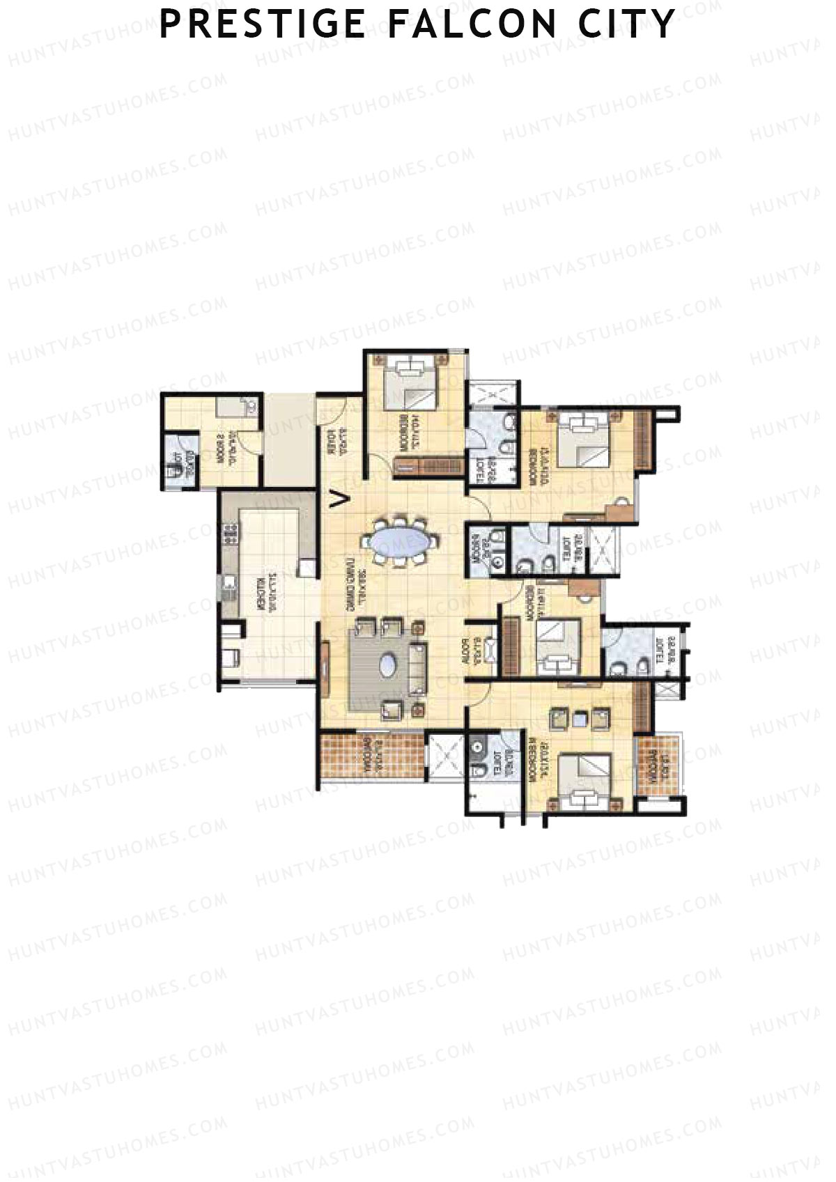 Prestige Falcon City Tower 19 Unit 1 (Type V) Floor Plan