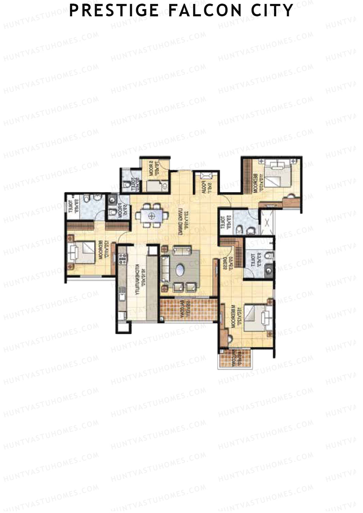 Prestige Falcon City Tower 19 Unit 2 (Type T) Floor Plan