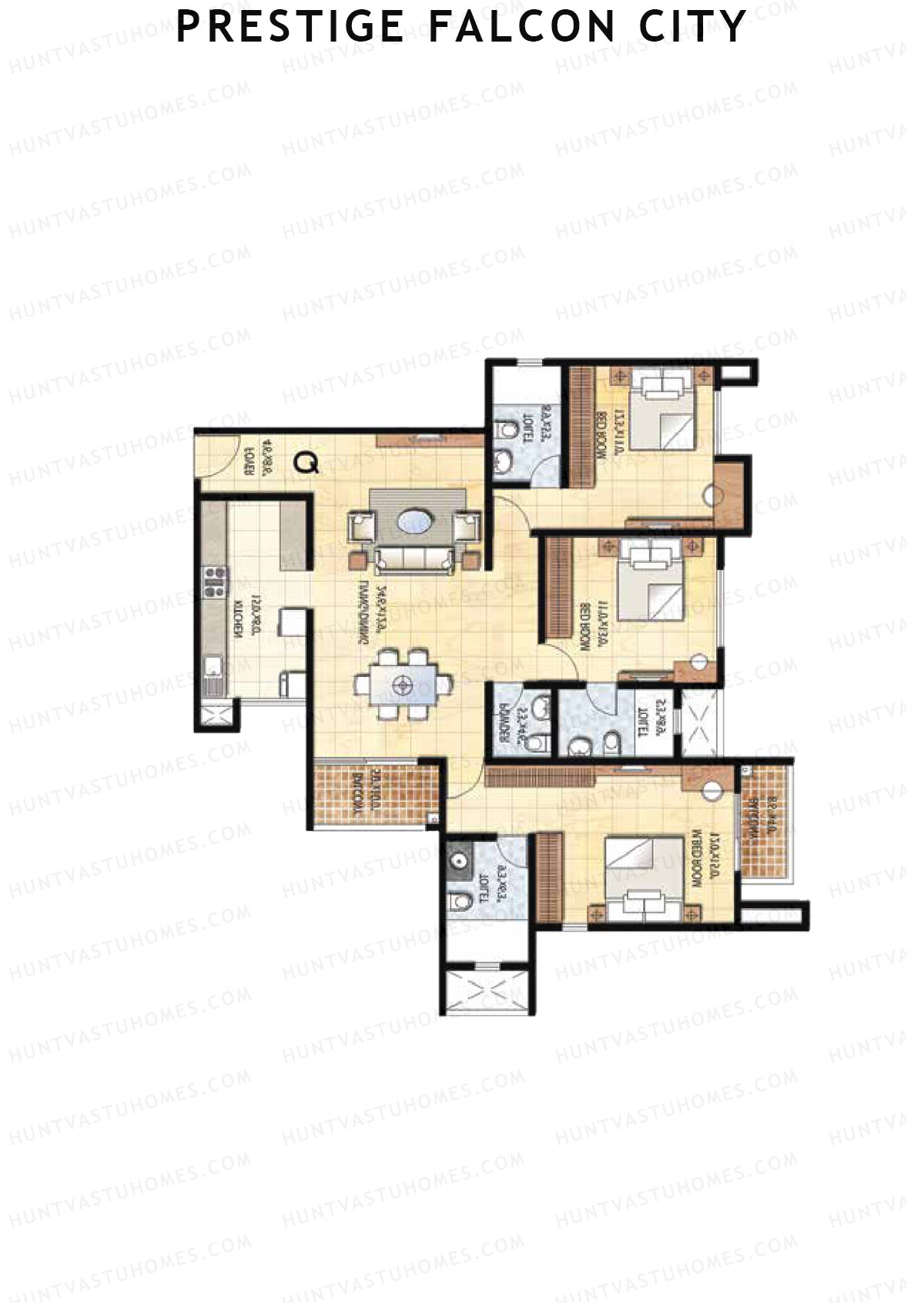 Prestige Falcon City Tower 7 Unit 1 (Type Q) Floor Plan