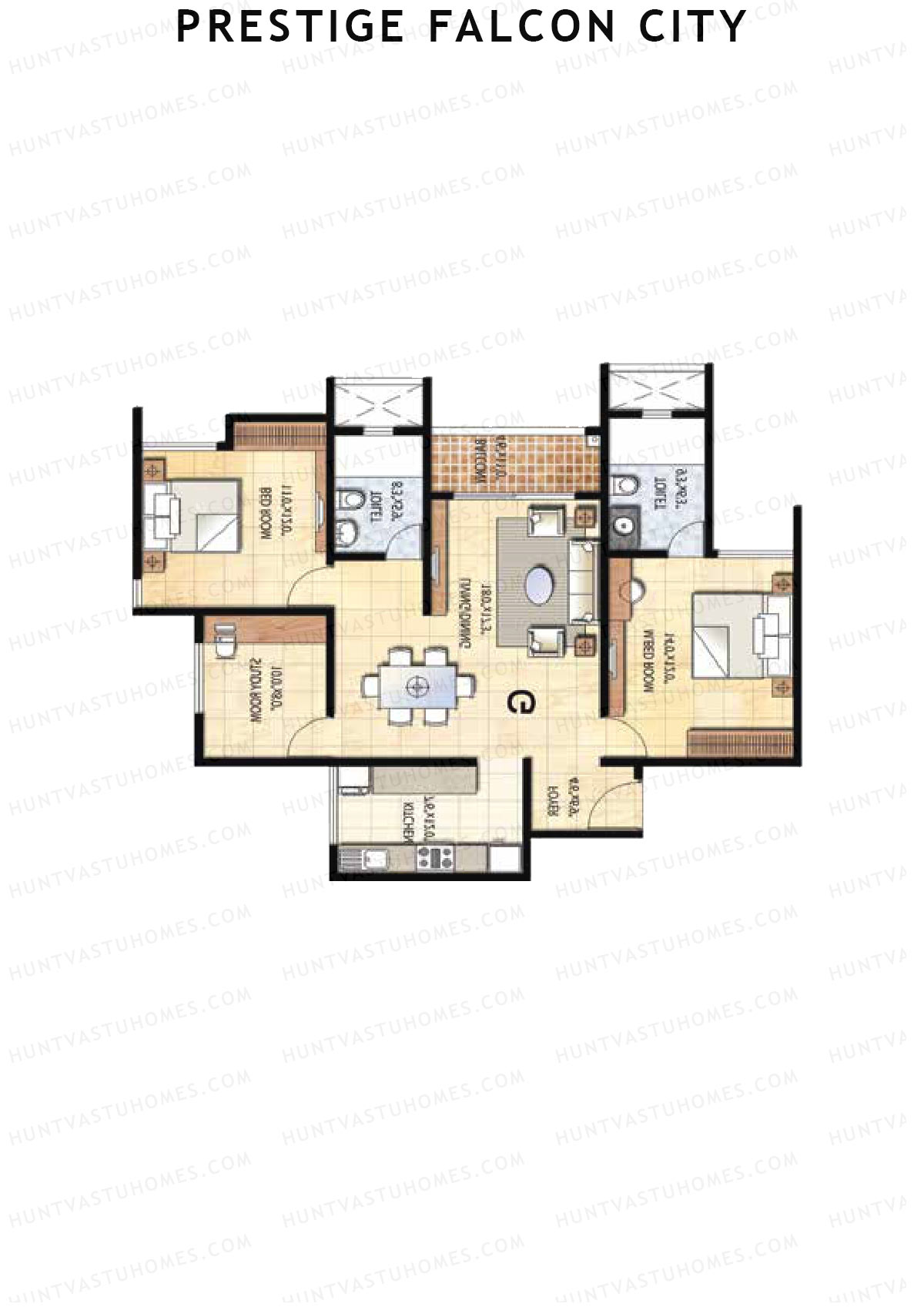 Prestige Falcon City Tower 7 Unit 3 (Type G) Floor Plan