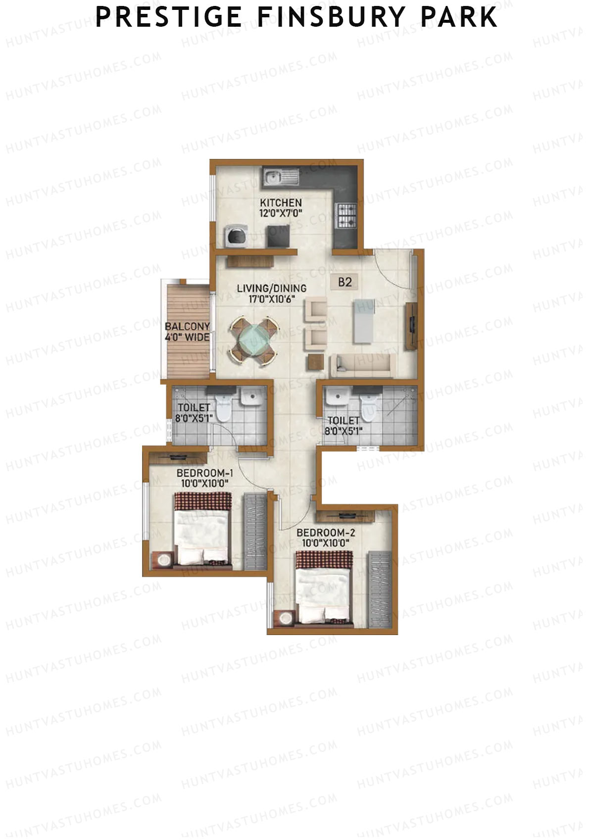 Prestige Finsbury Park Tower 10 Unit 2 (Type B2) Floor Plan