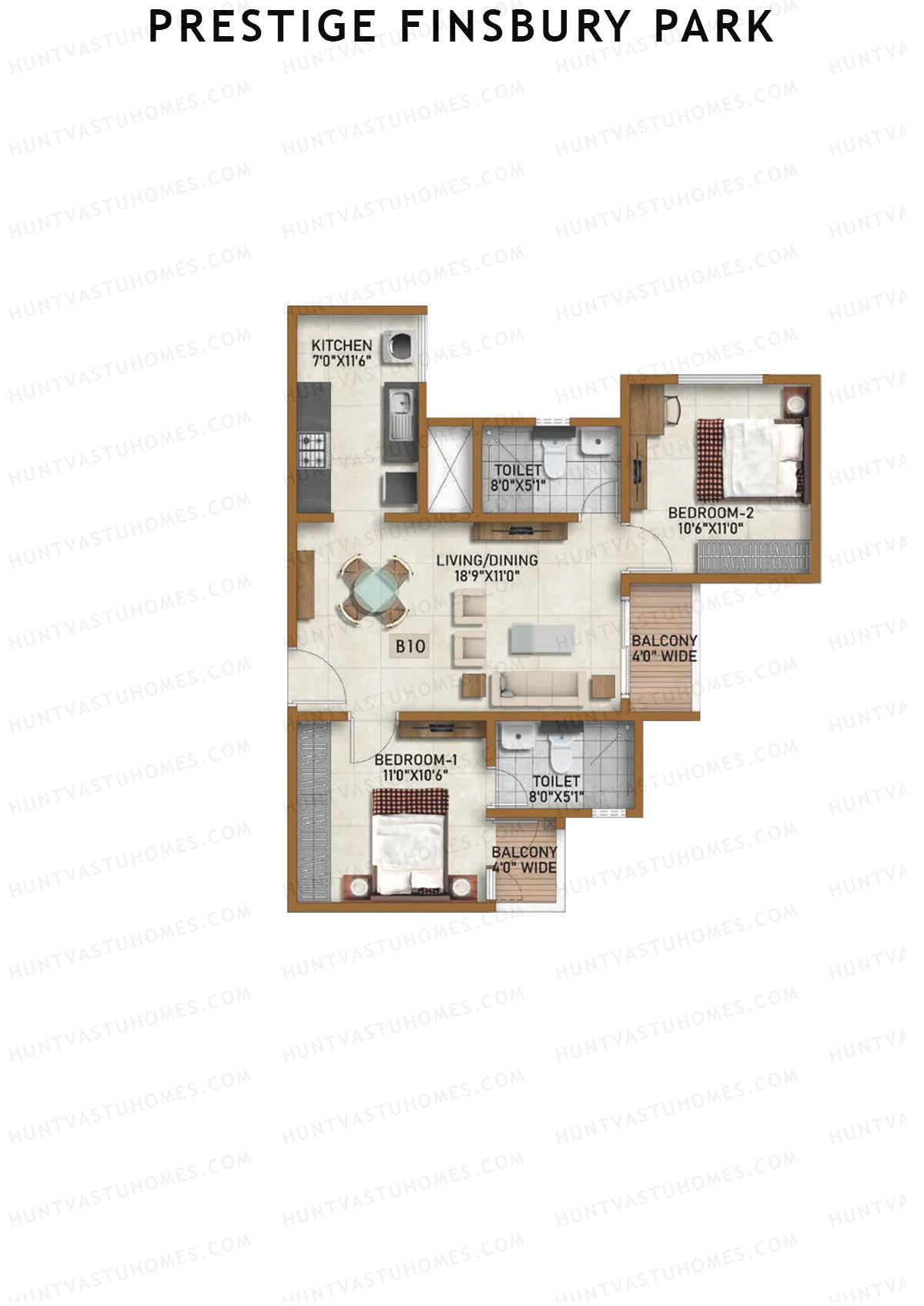 Prestige Finsbury Park Tower 10 Unit 6 (Type B9) Floor Plan