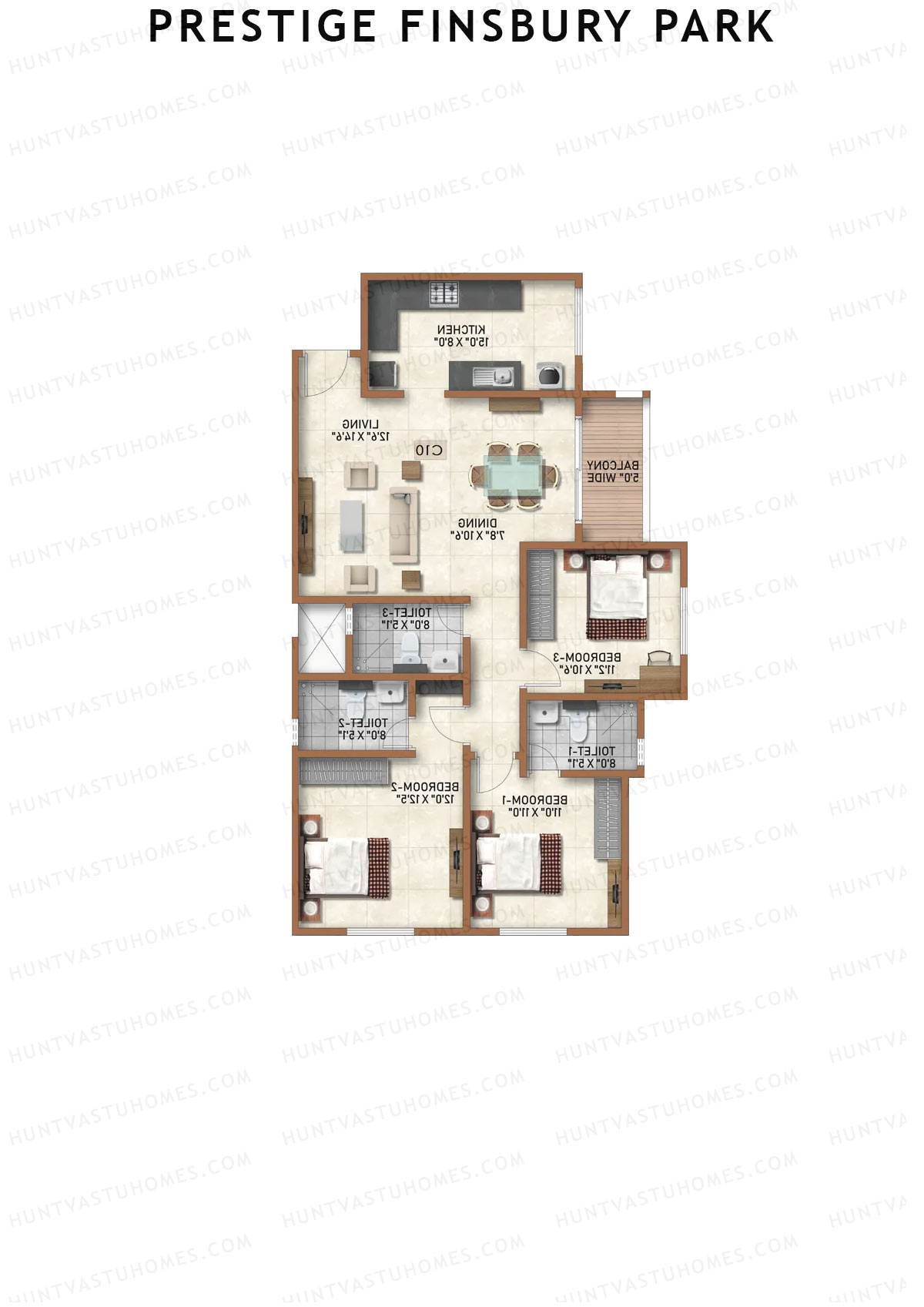 Prestige Finsbury Park Tower 17 Unit 7 (Type C11) Floor Plan
