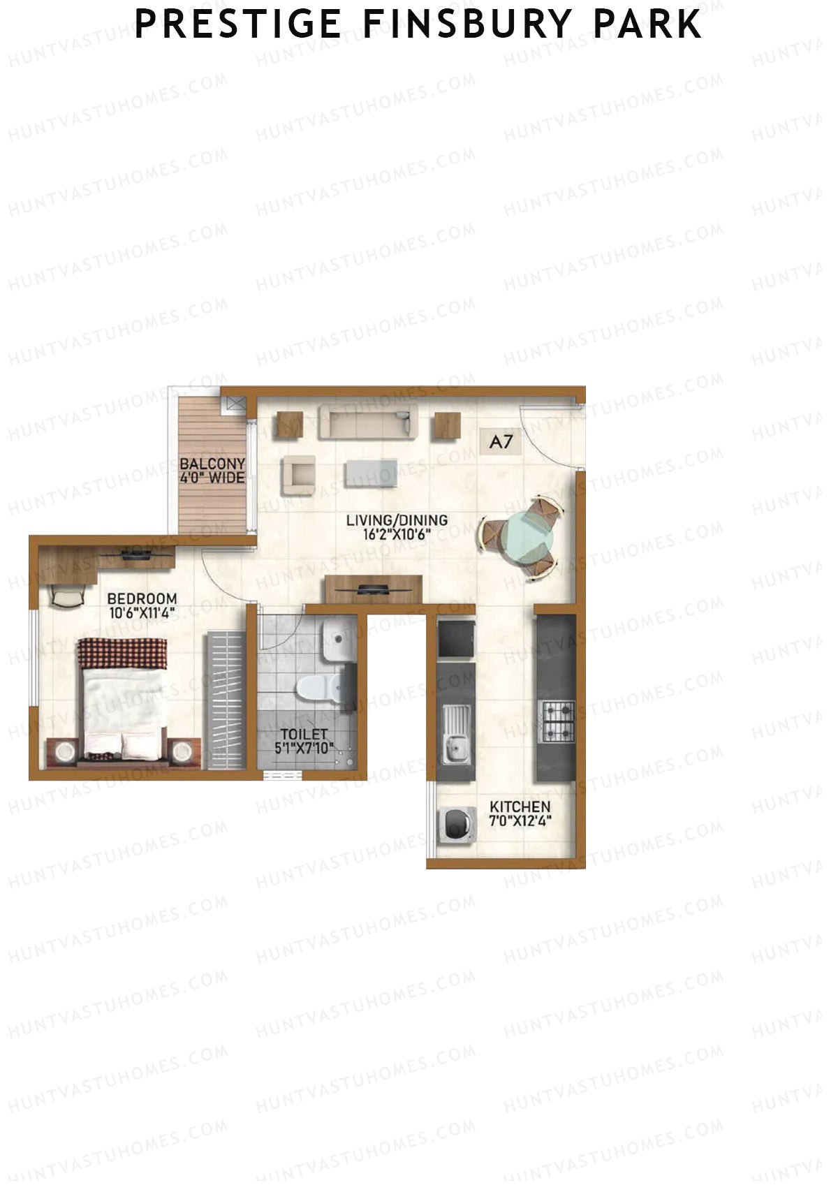 Prestige Finsbury Park Tower 2 Unit 1 (Type A7) Floor Plan