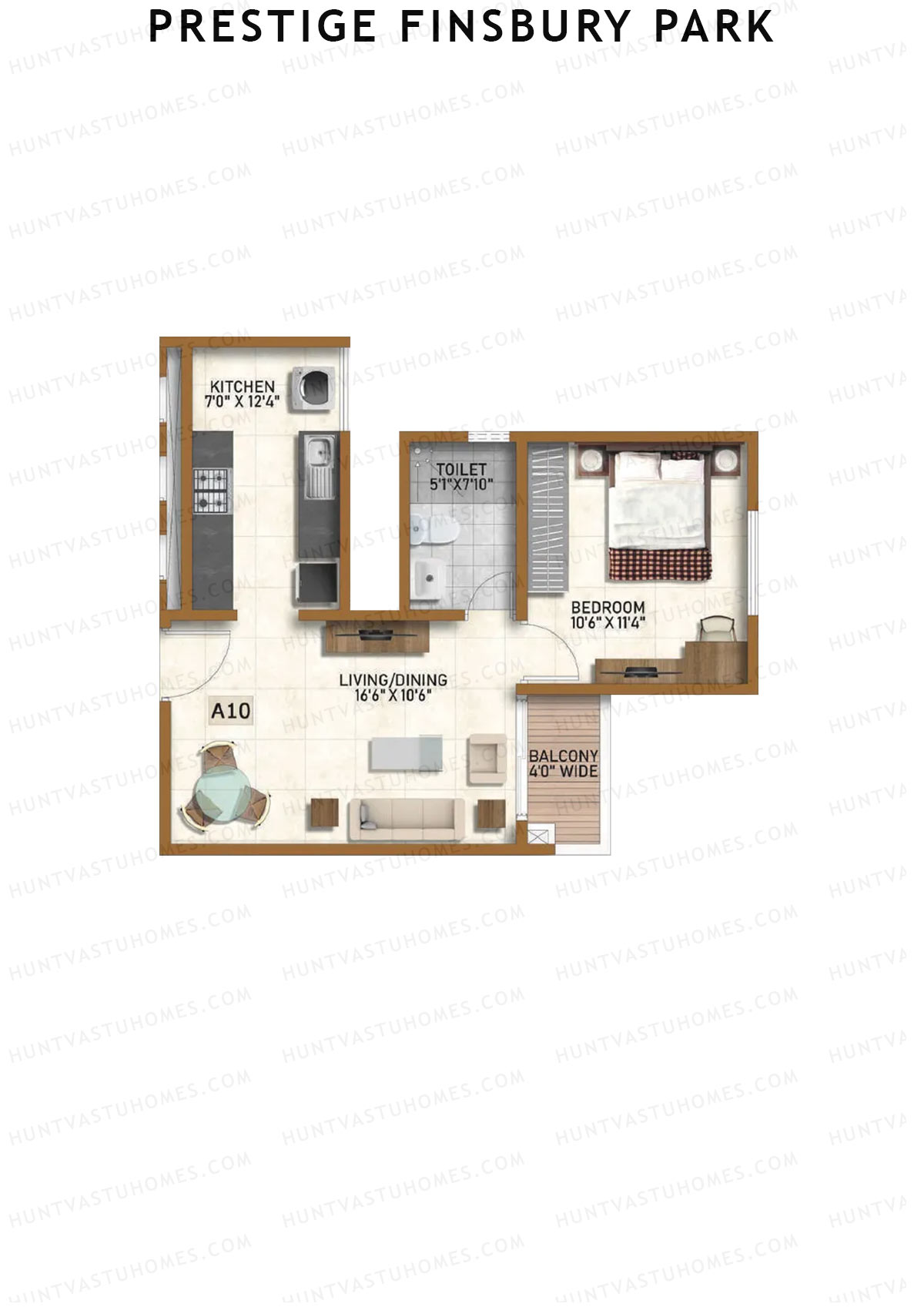 Prestige Finsbury Park Tower 2 Unit 7 (Type A10) Floor Plan