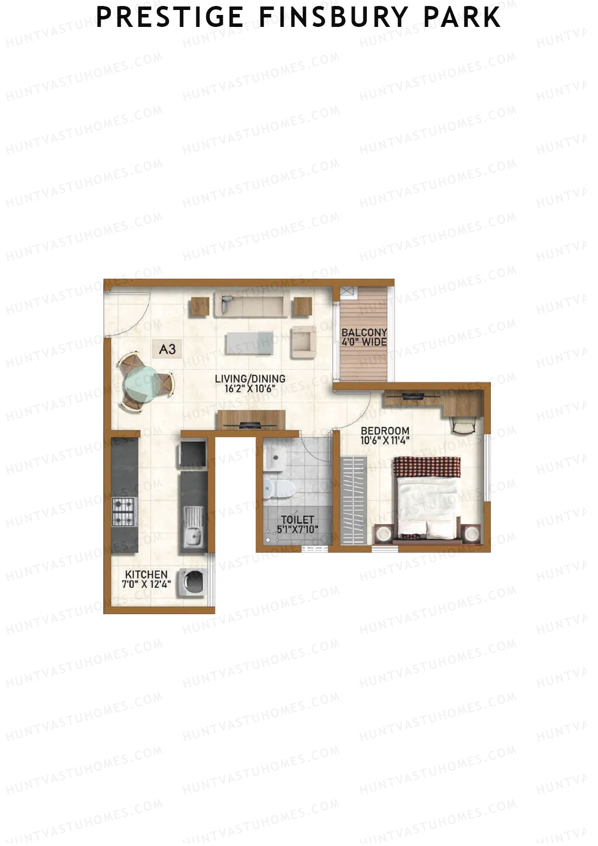 Prestige Finsbury Park Tower 2 Unit 9 (Type A3) Floor Plan