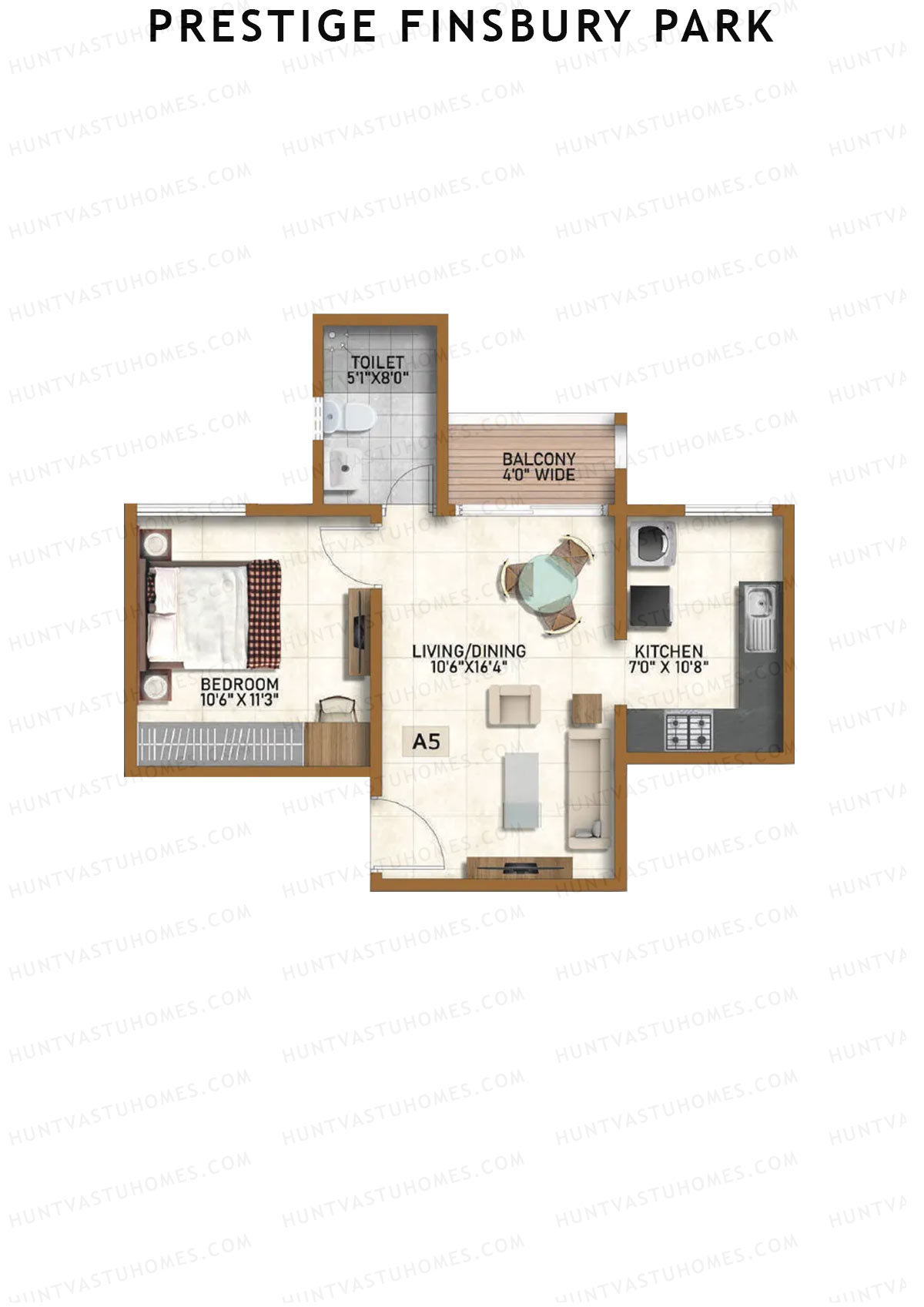 Prestige Finsbury Park Tower 3 Unit 1 (Type A5) Floor Plan