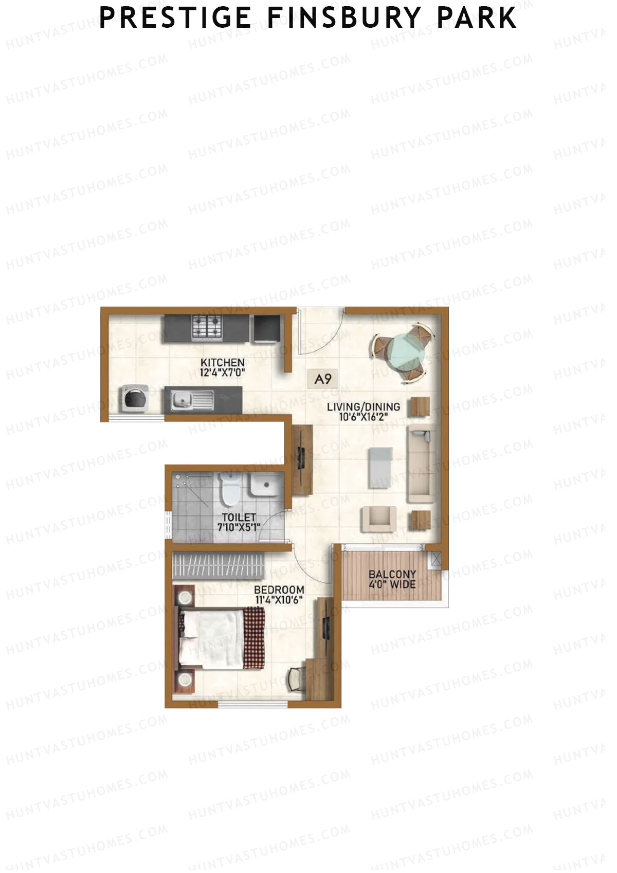 Prestige Finsbury Park Tower 3 Unit 4 (Type A9) Floor Plan