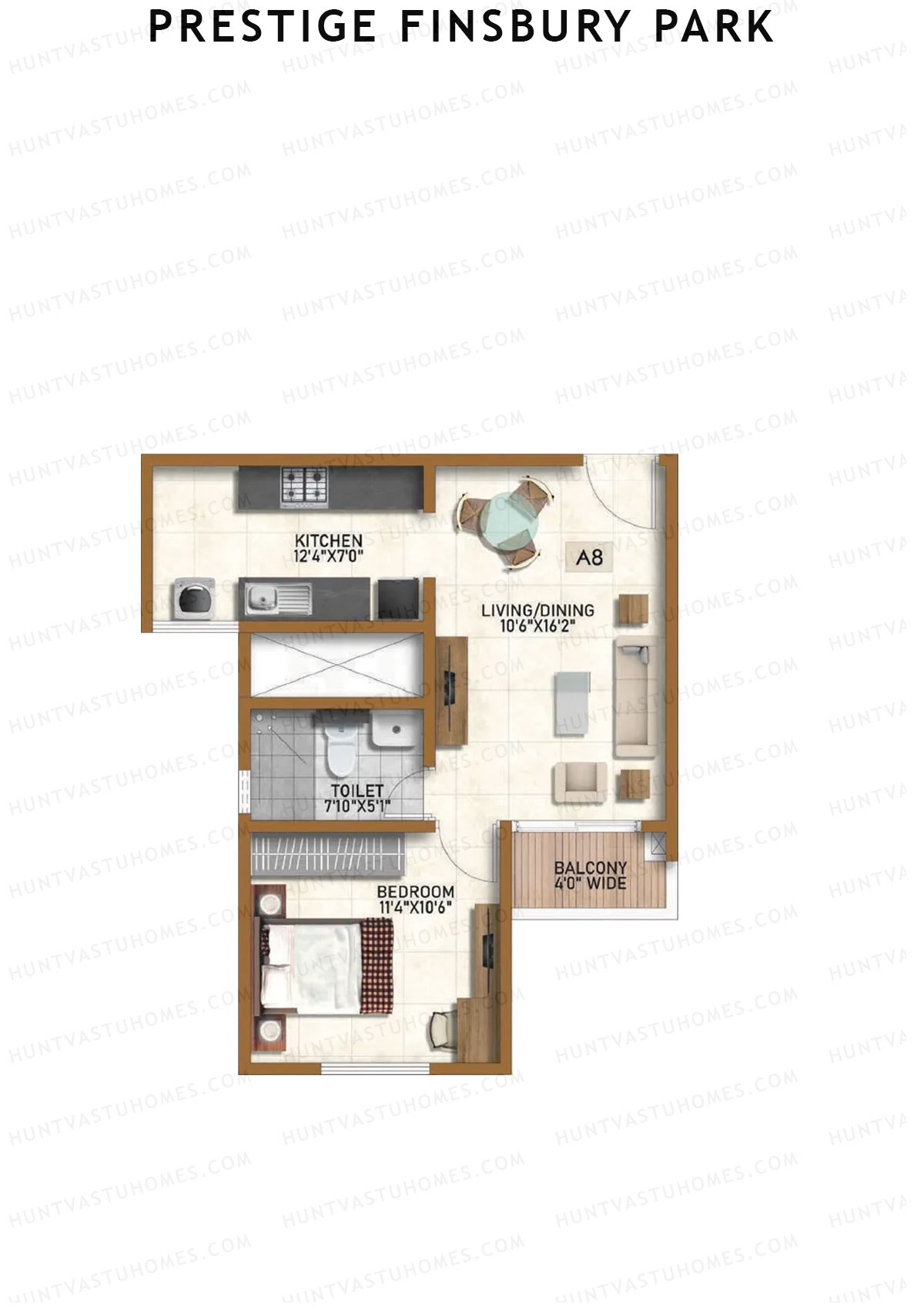 Prestige Finsbury Park Tower 3 Unit 6 (Type A8) Floor Plan