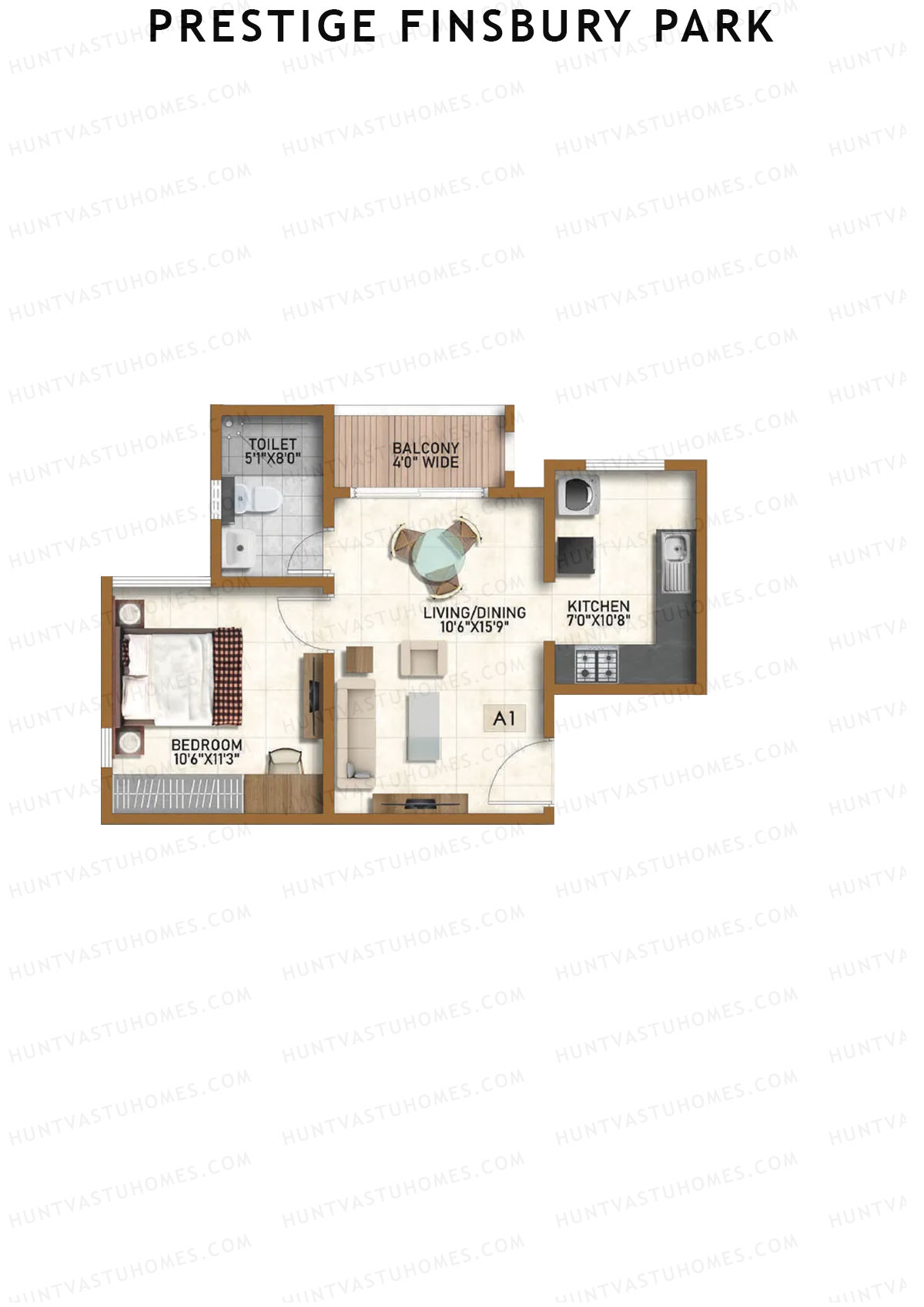 Prestige Finsbury Park Tower 3 Unit 8 (Type A1) Floor Plan