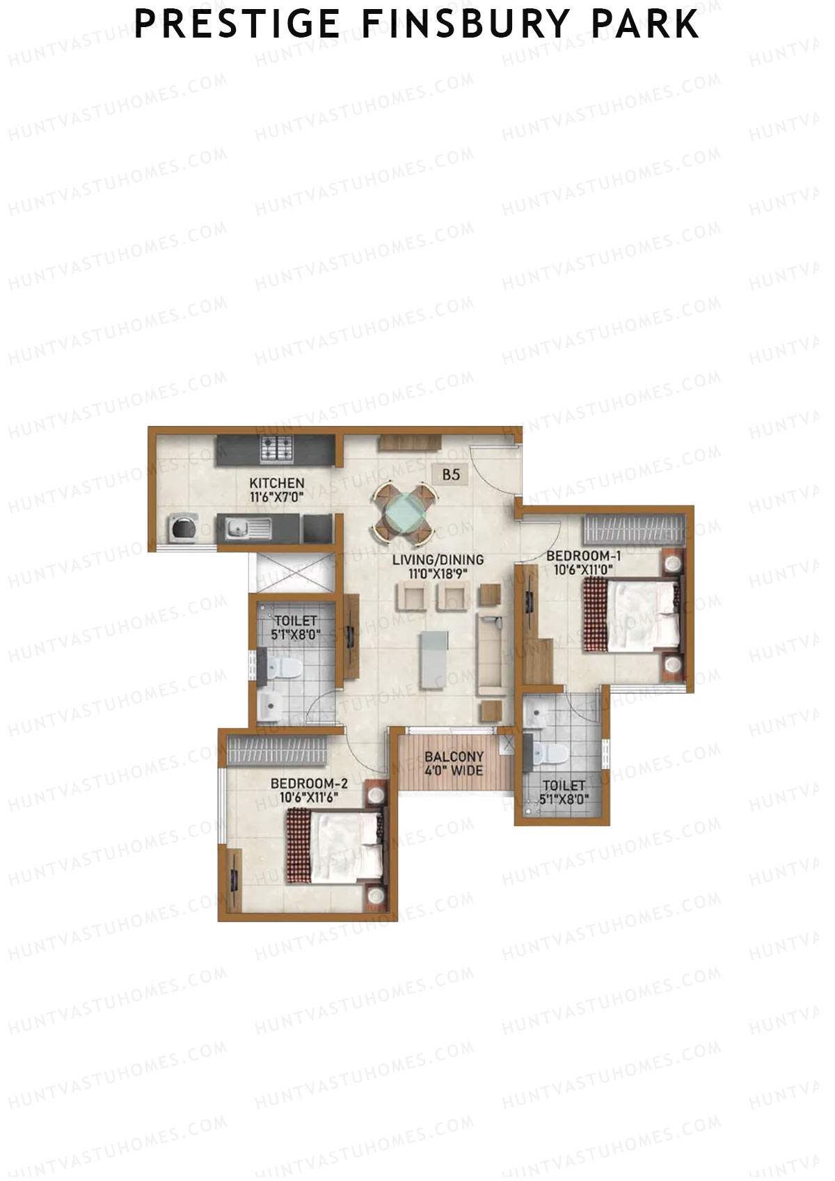 Prestige Finsbury Park Tower 8 Unit 3 (Type B5) Floor Plan