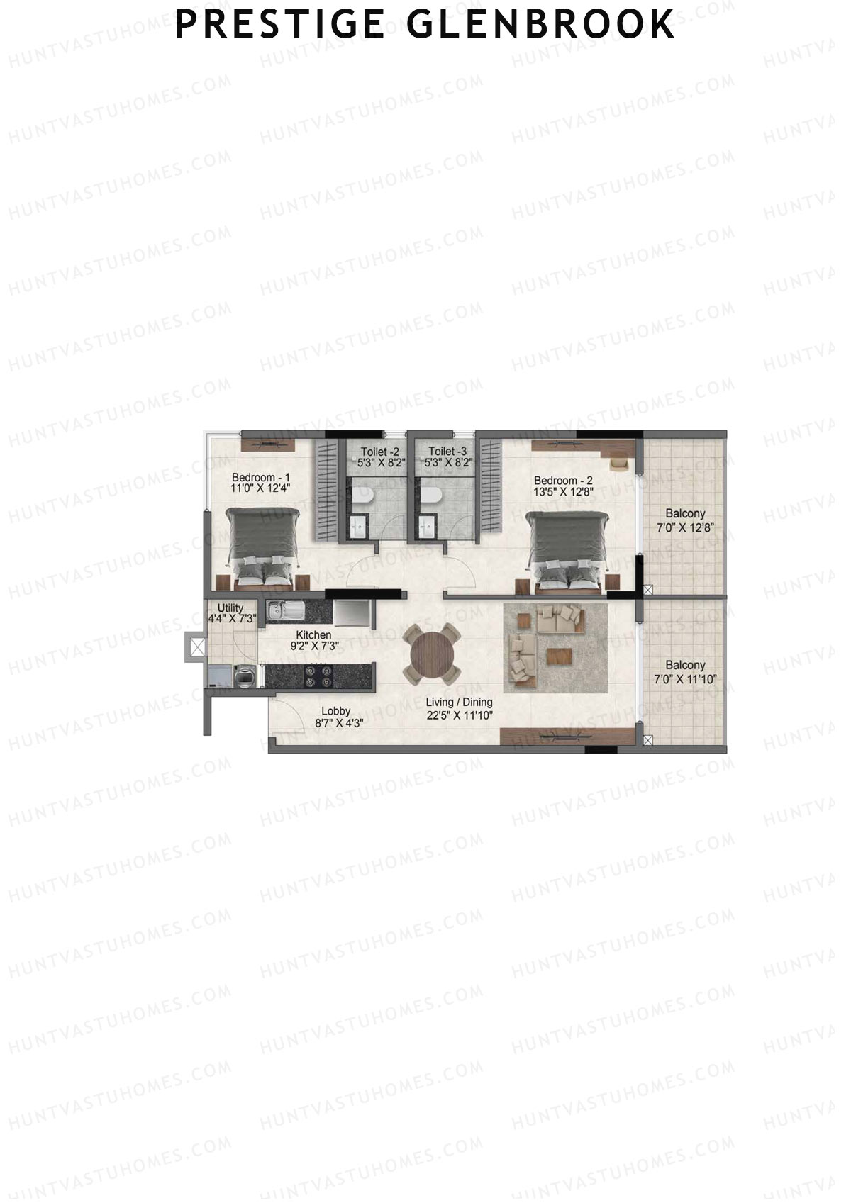 Prestige Glenbrook Tower 1 Unit 5 (Type H ) Floor Plan