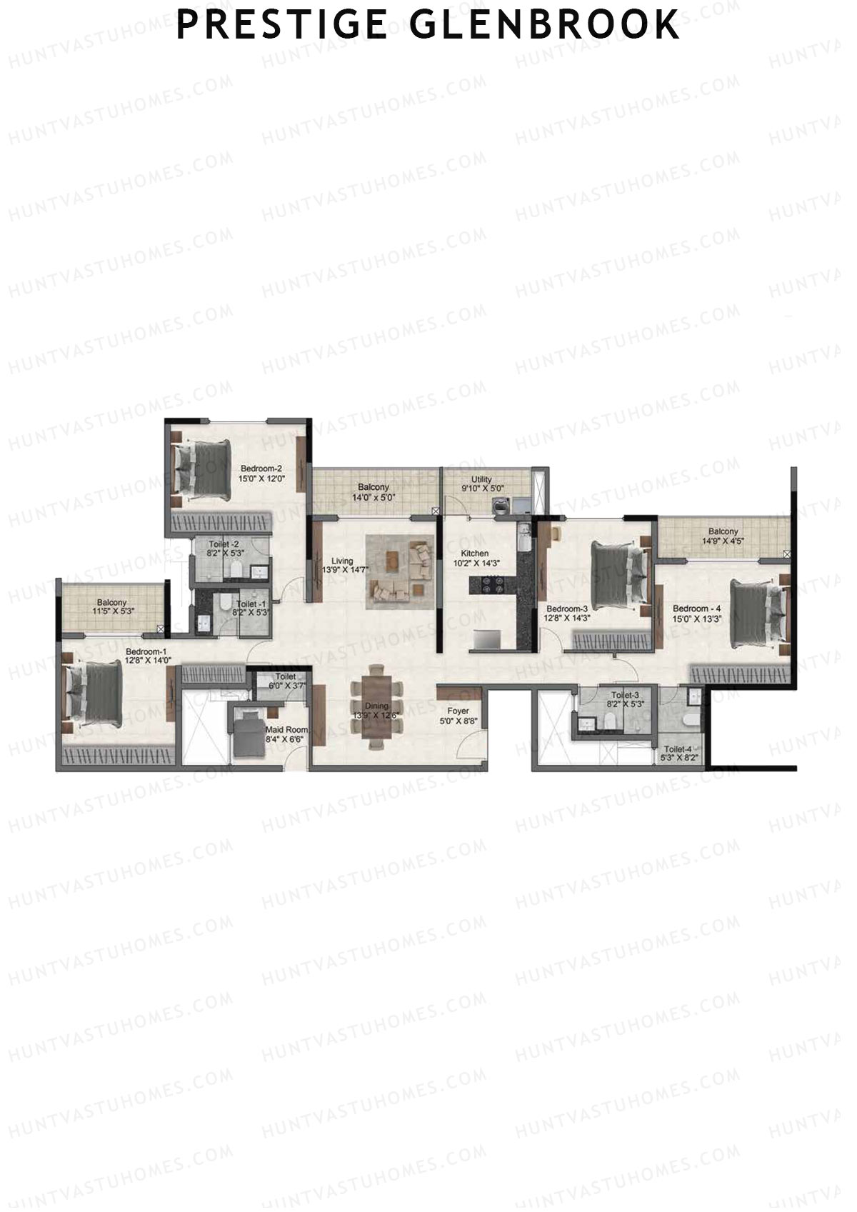 Prestige Glenbrook Tower 2 Unit 2 (Type Q) Floor Plan