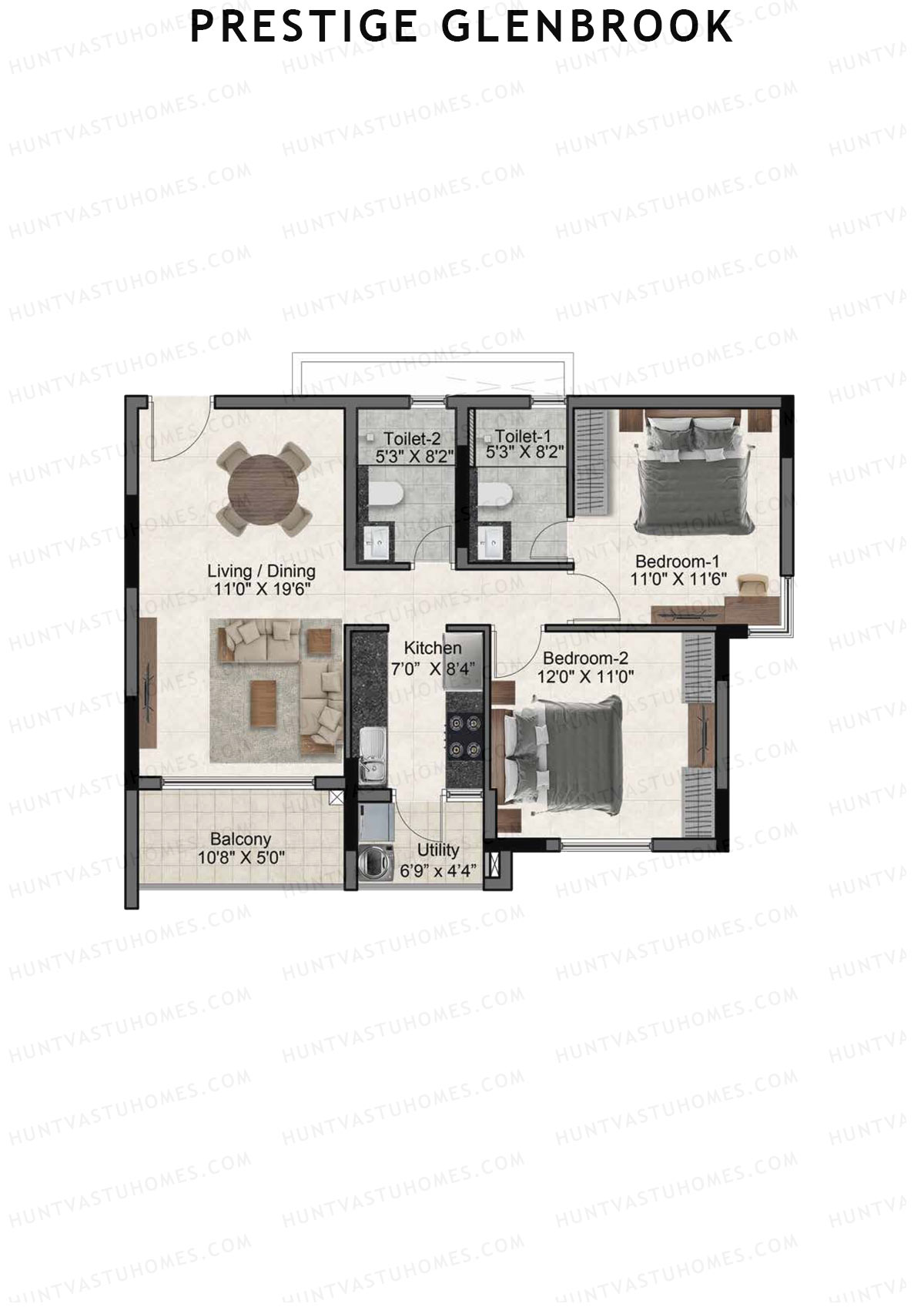 Prestige Glenbrook Tower 2 Unit 4 (Type C) Floor Plan