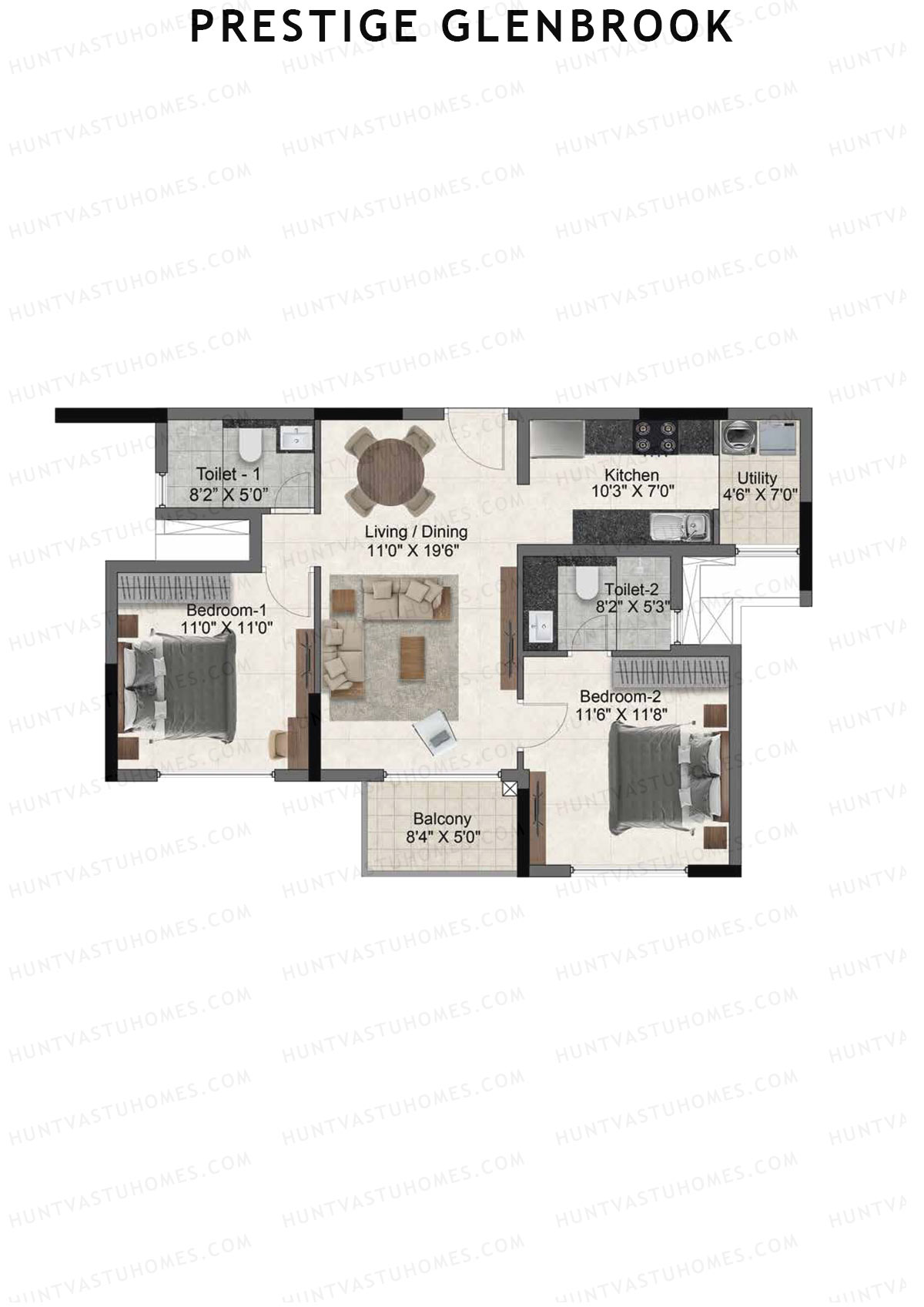 Prestige Glenbrook Tower 2 Unit 5 (Type A) Floor Plan