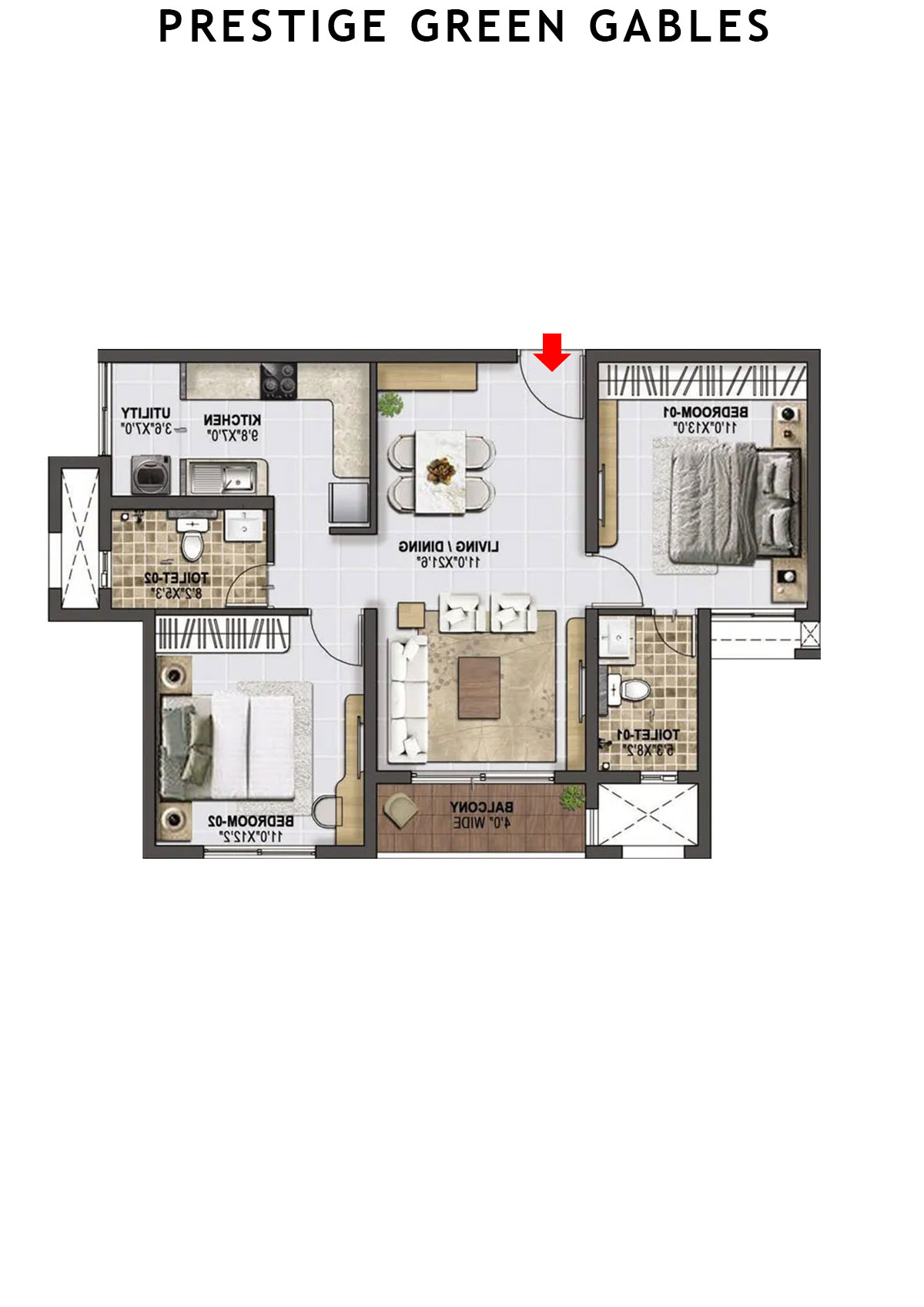 Prestige Green Gables Tower 1 Unit 6 (Type C) Floor Plan