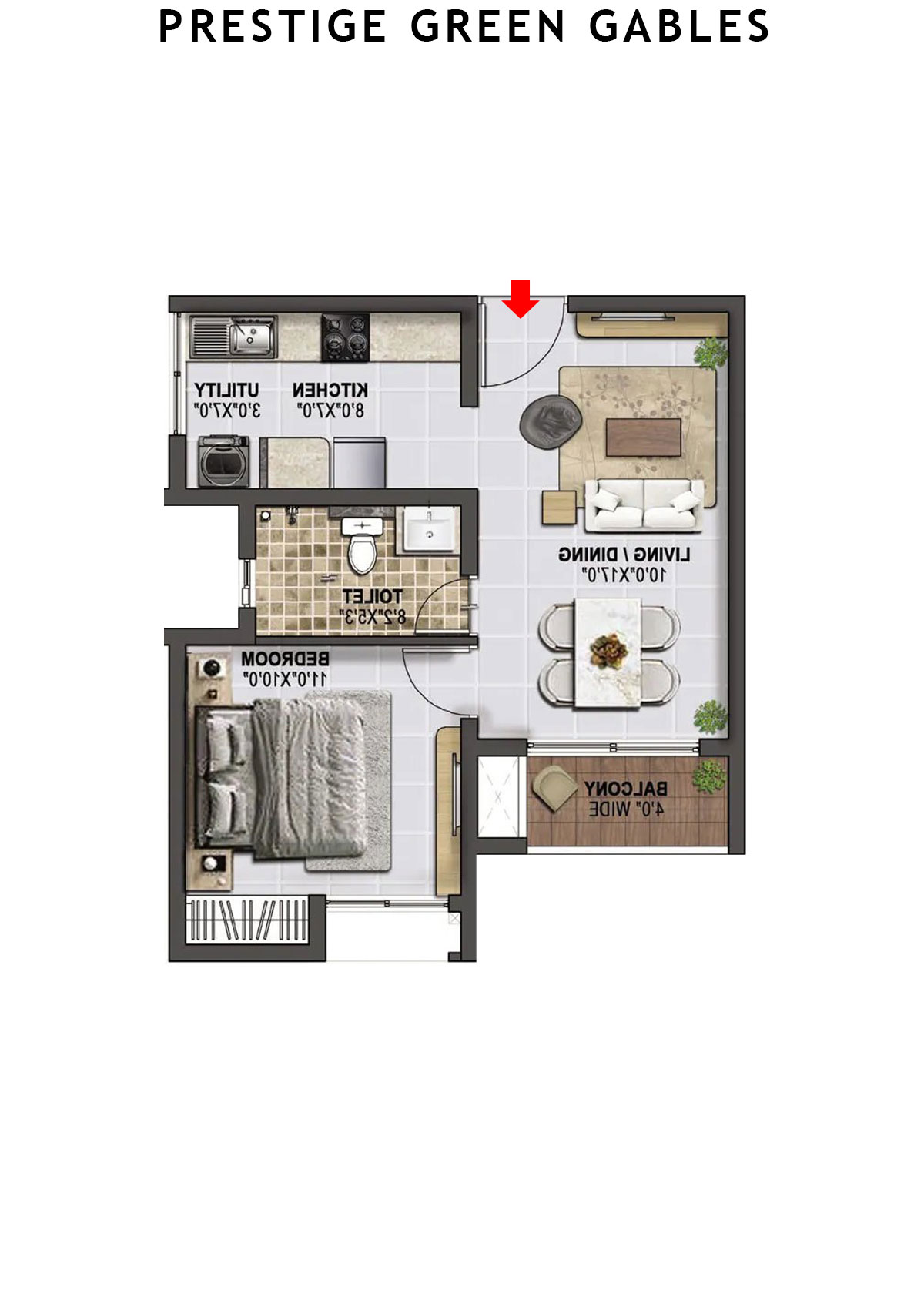 Prestige Green Gables Tower 3 Unit 6 (Type A) Floor Plan