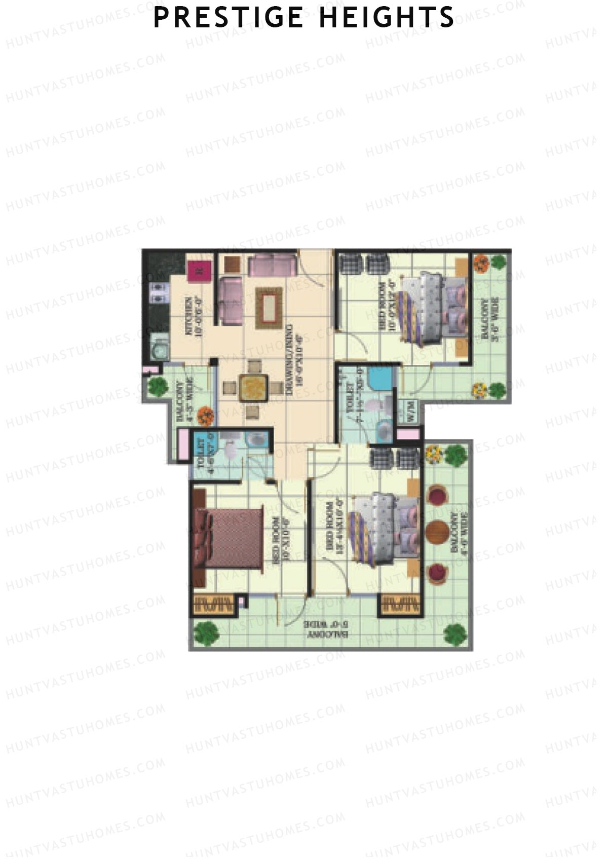 Prestige Heights Block F Unit 1 (Type 9) Floor Plan