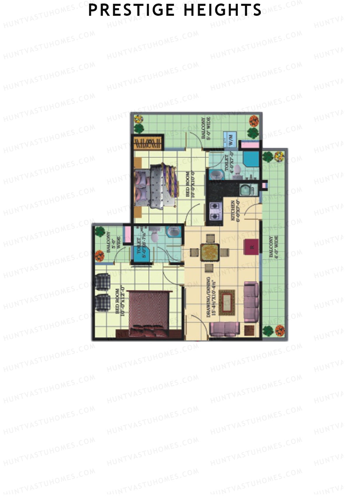 Prestige Heights Block H Unit 9 (Type 1) Floor Plan