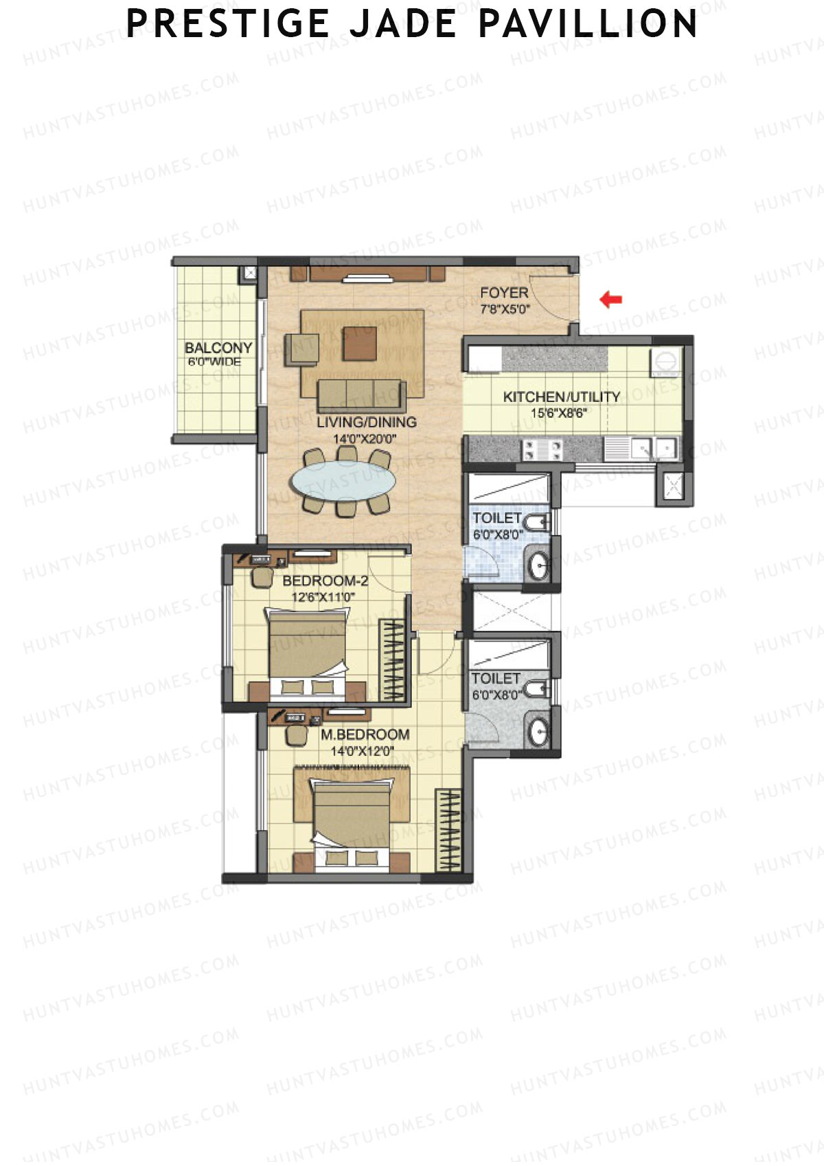 Prestige Jade Pavillion Tower 1 Unit 1 (Type B) Floor Plan