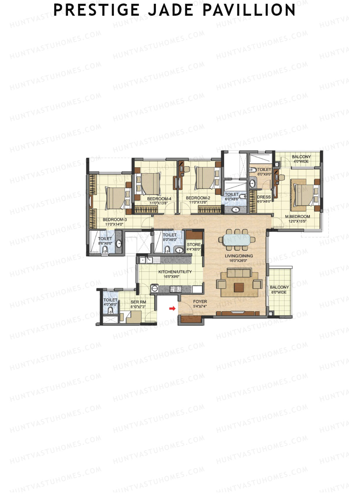 Prestige Jade Pavillion Tower 1 Unit 3 (Type G) Floor Plan