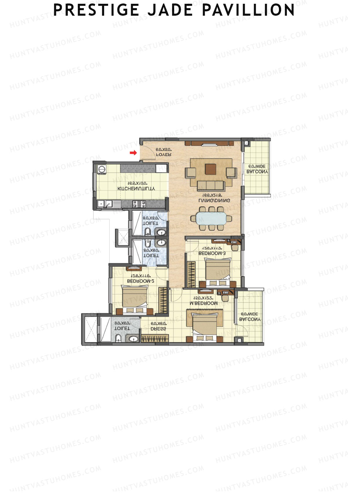 Prestige Jade Pavillion Tower 1 Unit 4 (Type C) Floor Plan