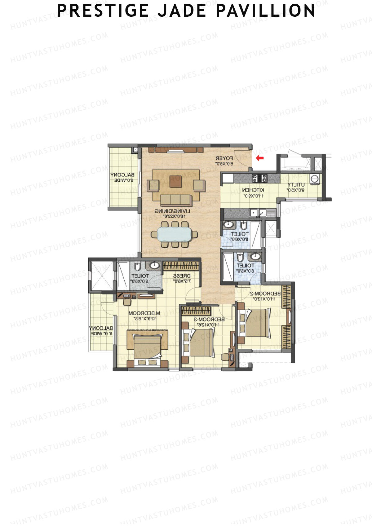 Prestige Jade Pavillion Tower 2 Unit 1 (Type D) Floor Plan