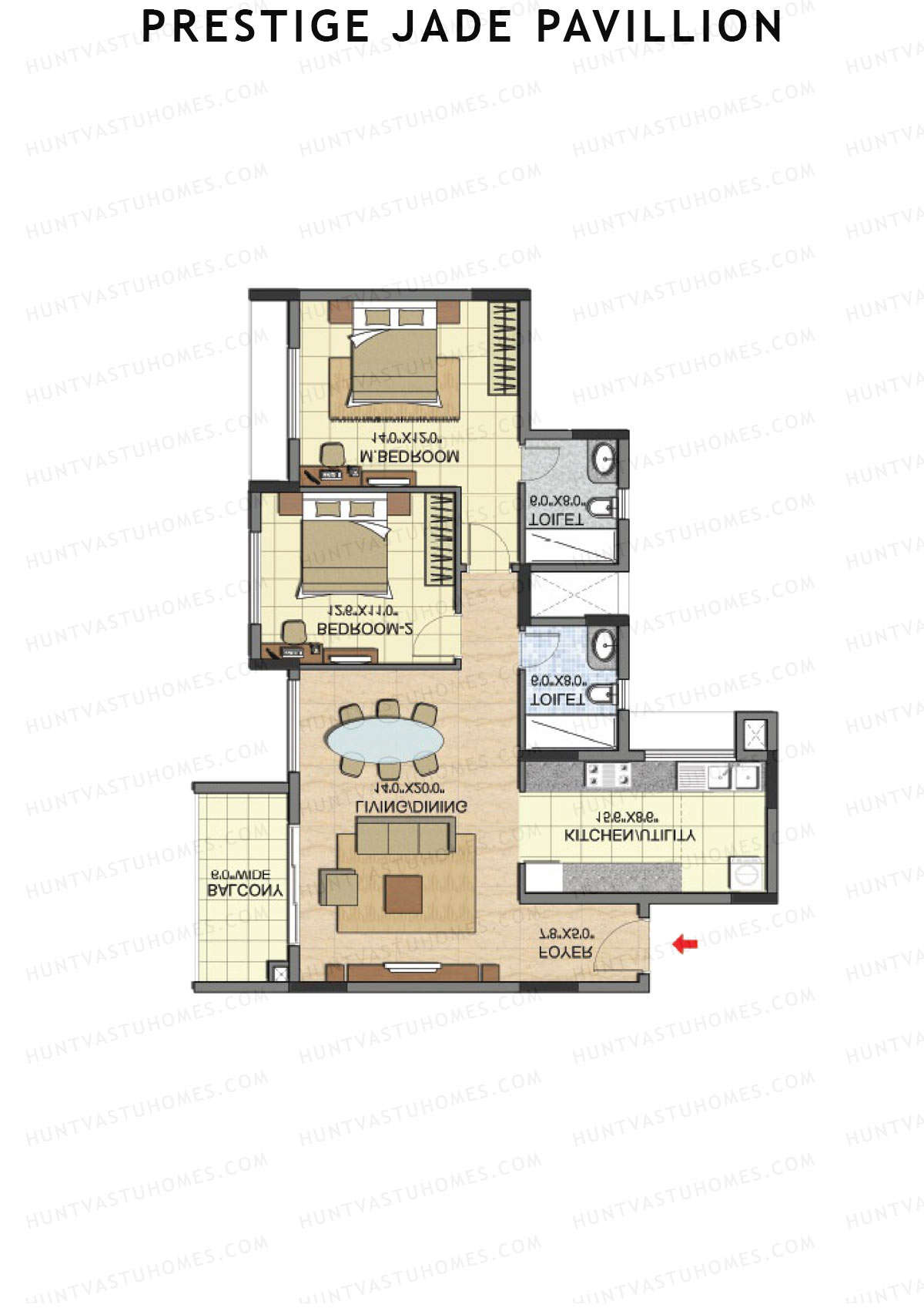 Prestige Jade Pavillion Tower 2 Unit 2 (Type B) Floor Plan