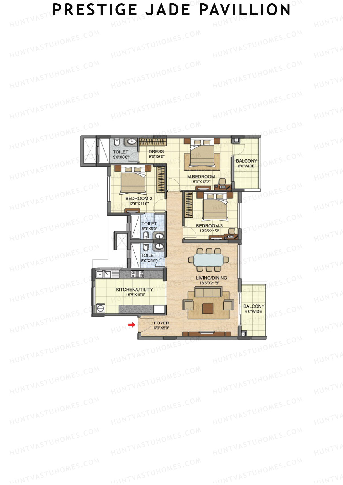 Prestige Jade Pavillion Tower 2 Unit 3 (Type C) Floor Plan