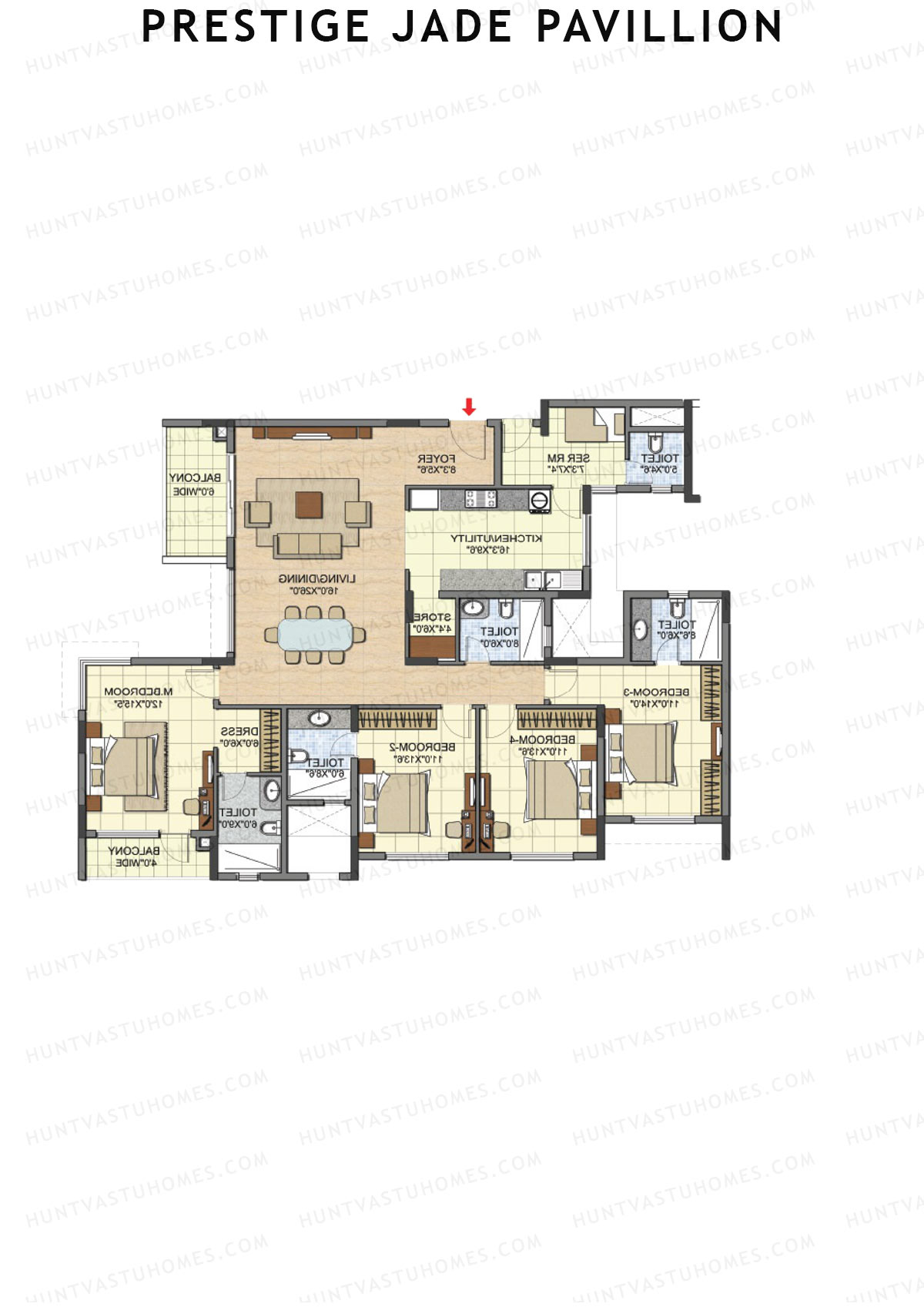 Prestige Jade Pavillion Tower 3 Unit 3 (Type H) Floor Plan