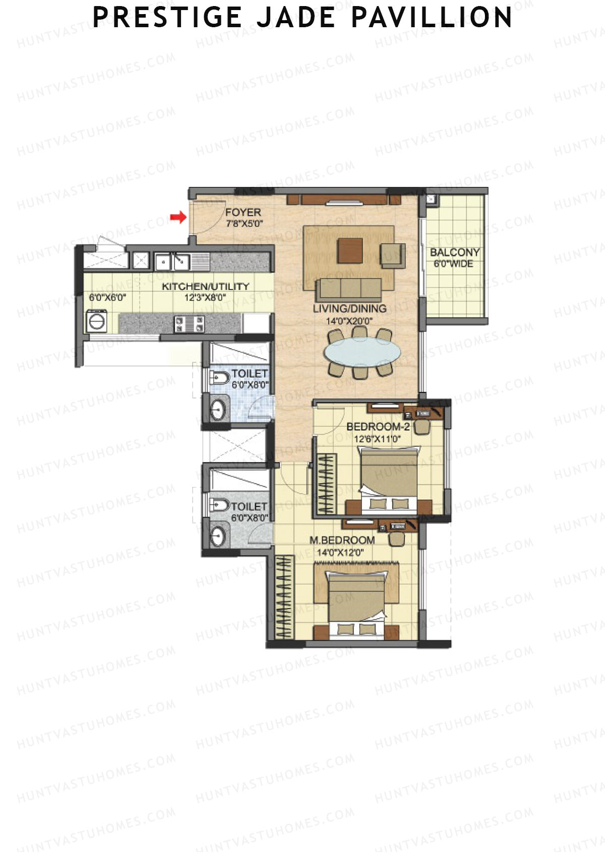 Prestige Jade Pavillion Tower 4 Unit 1 (Type A) Floor Plan