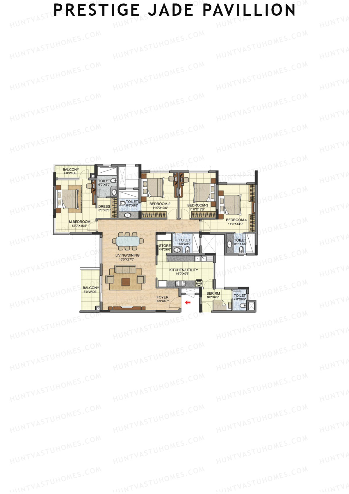 Prestige Jade Pavillion Tower 4 Unit 4 (Type J) Floor Plan