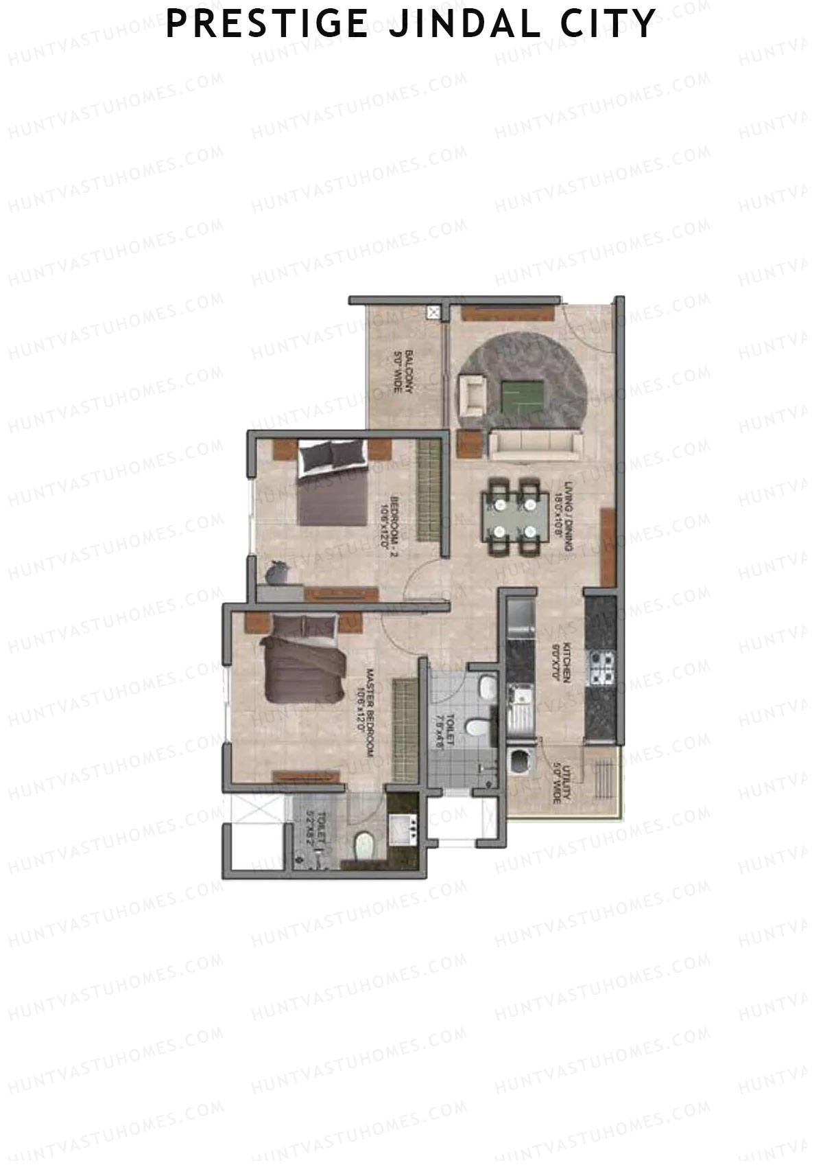 Prestige Jindal City Building 1 Tower 1 Unit 1 (Type B3) Floor Plan