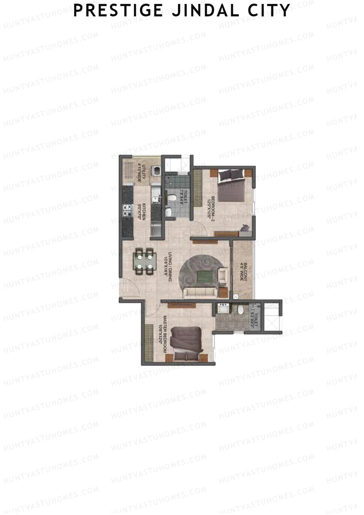 Prestige Jindal City Building 1 Tower 1 Unit 5 (Type B1) Floor Plan