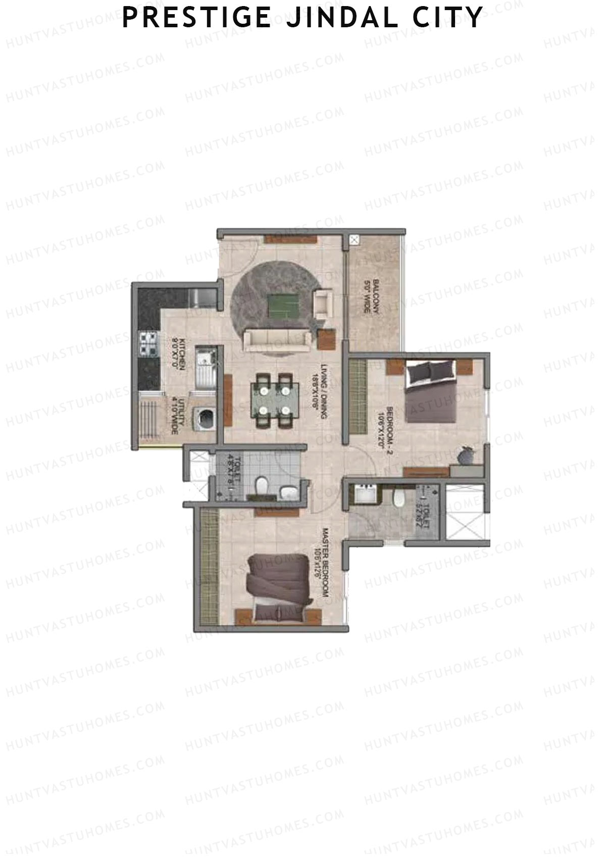 Prestige Jindal City Building 1 Tower 1 Unit 6 (Type B4) Floor Plan
