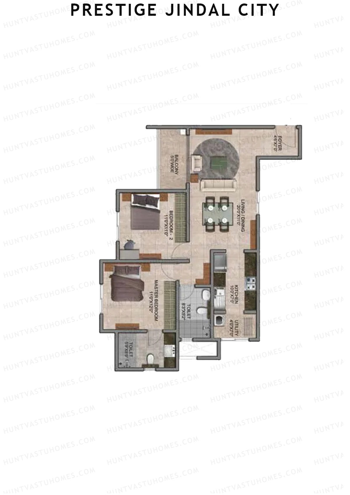 Prestige Jindal City Building 2 Tower 1 Unit 5 (Type C7) Floor Plan